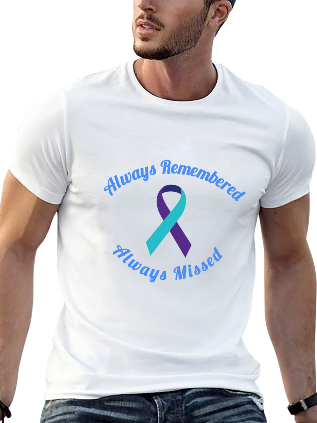 Always Remembered Teal and Purple Ribbon T-Shirt