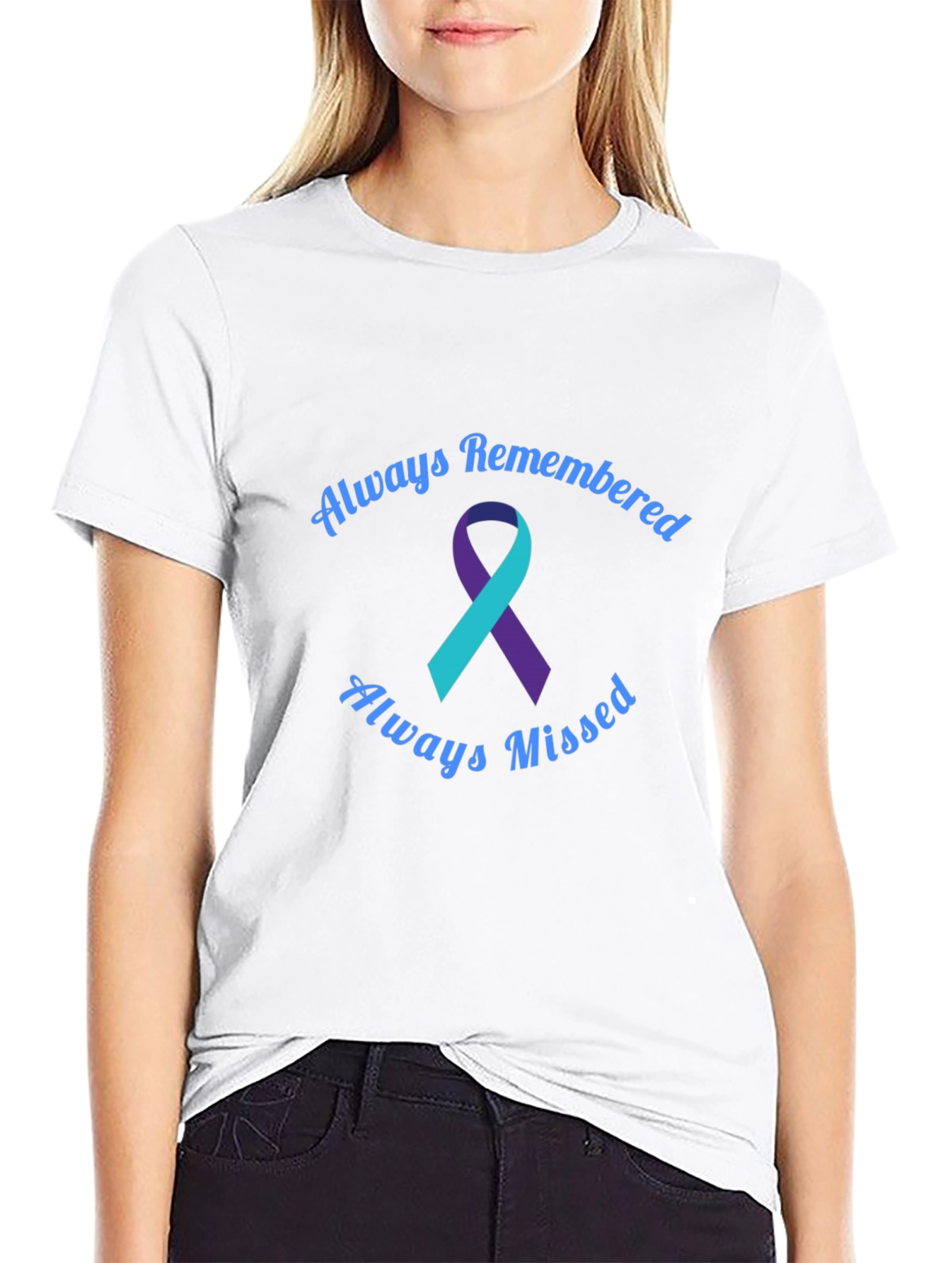 Always Remembered Teal and Purple Ribbon T-Shirt