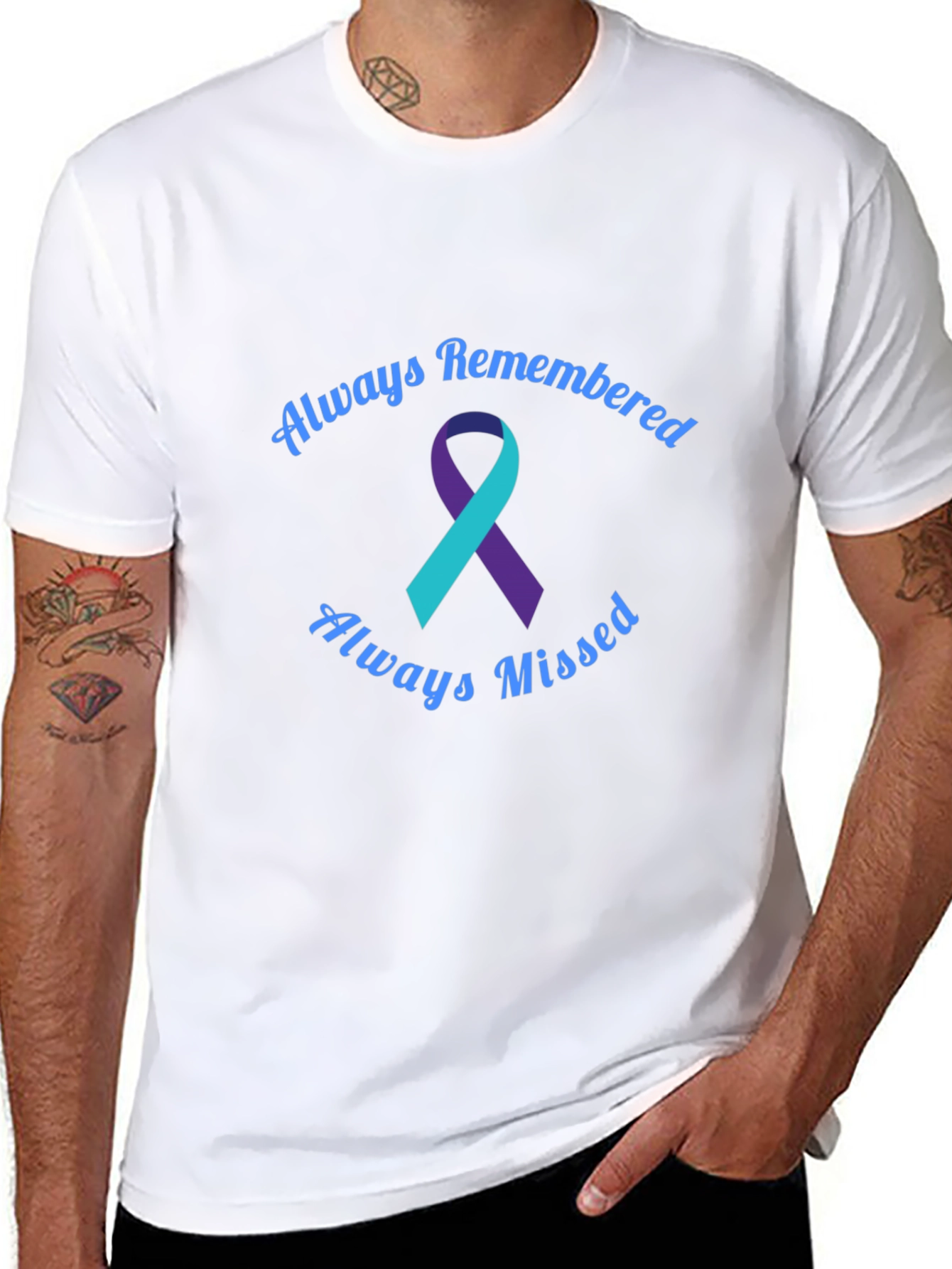 Always Remembered Teal and Purple Ribbon T-Shirt