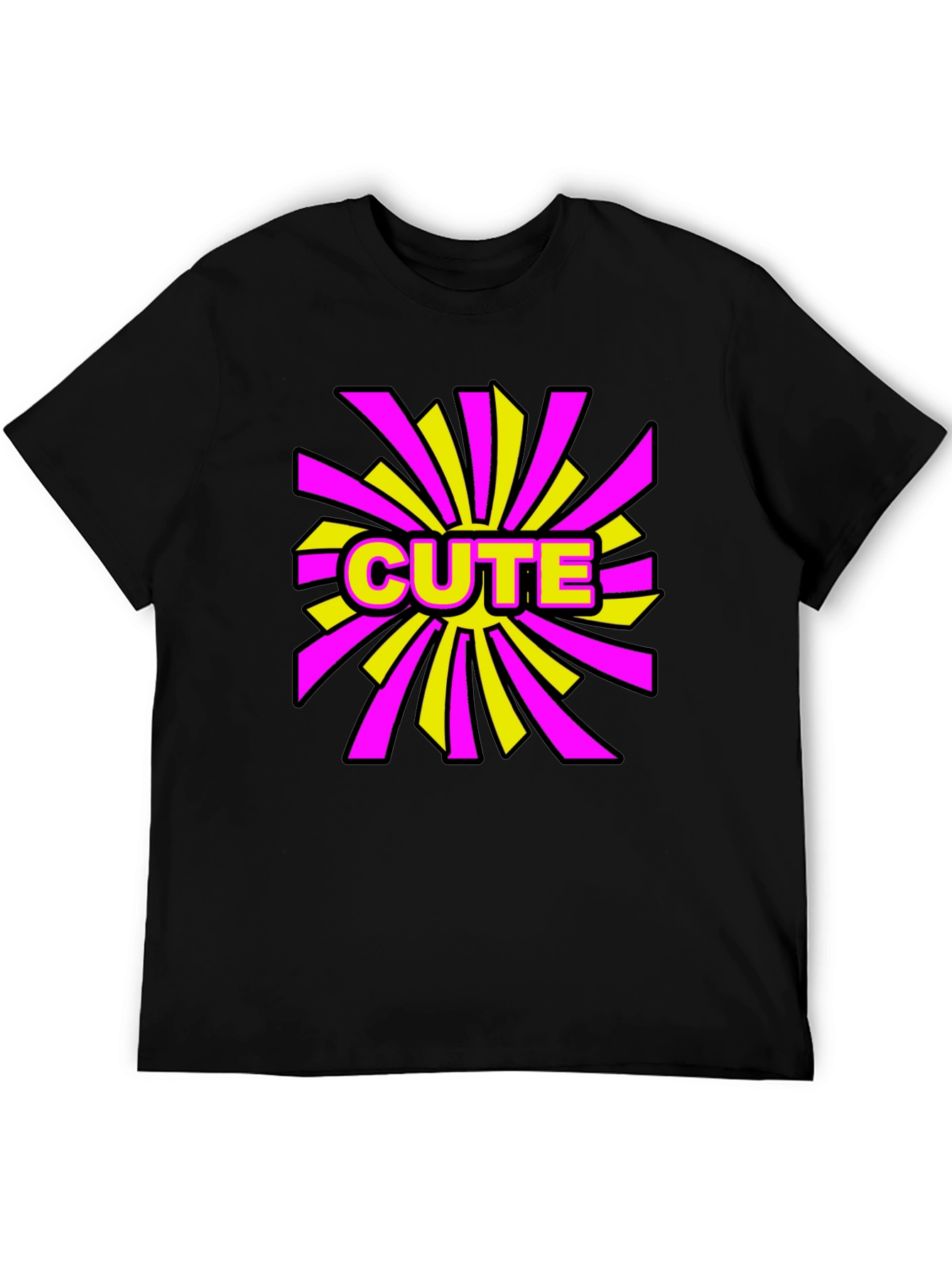 Cute Graphic Print Black T-Shirt
