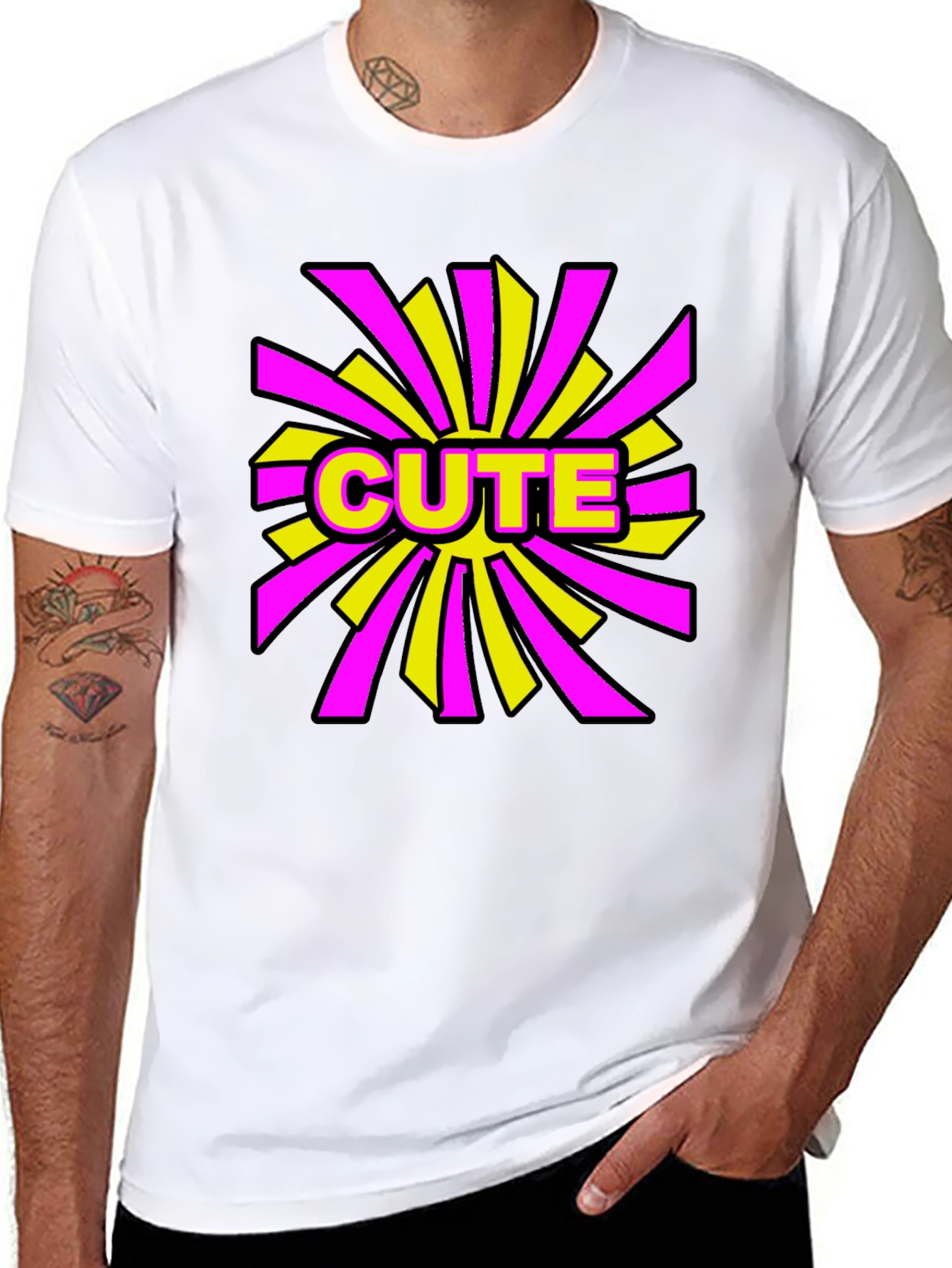 Cute Graphic Print Black T-Shirt