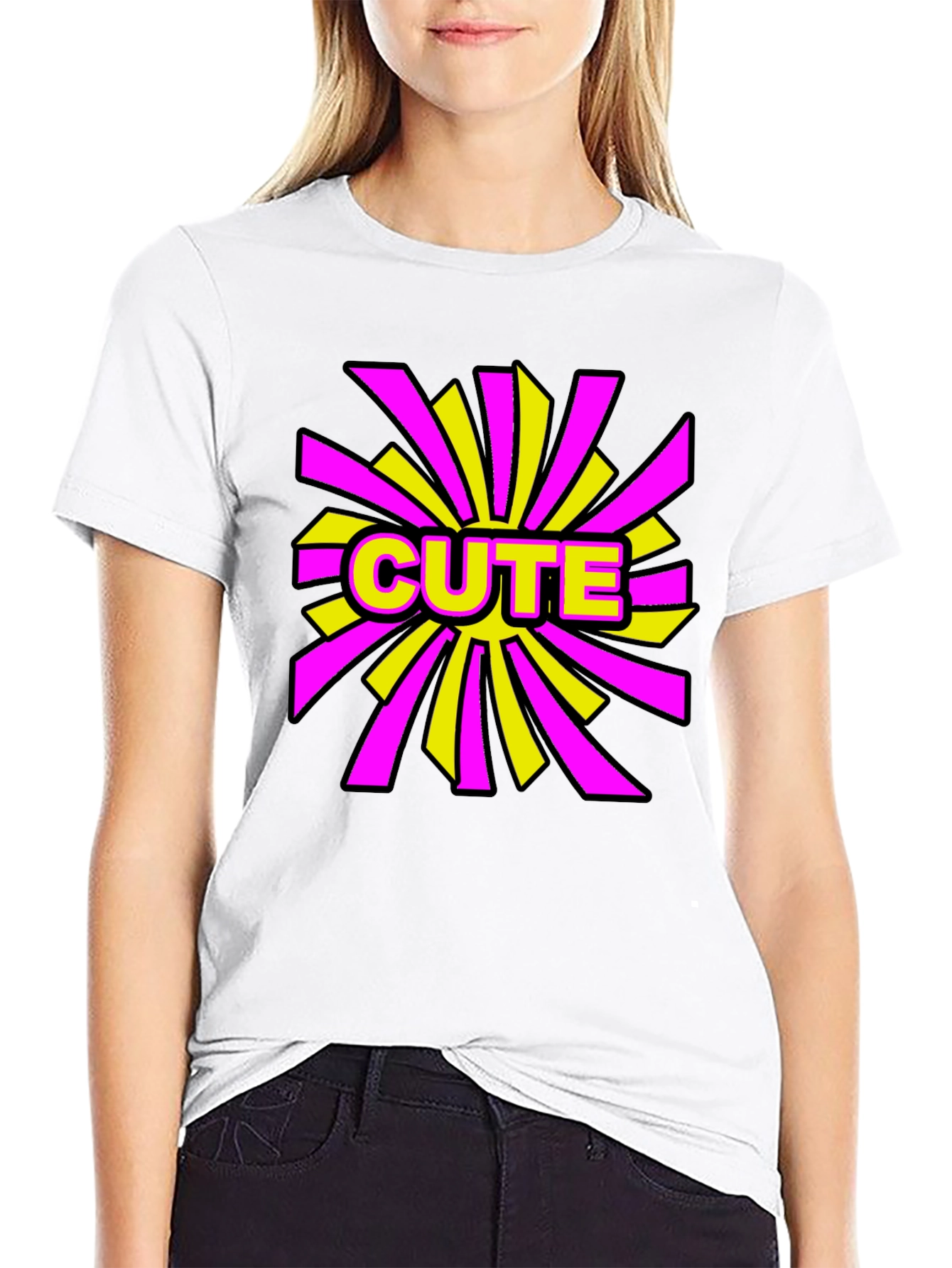 Cute Graphic Print Black T-Shirt