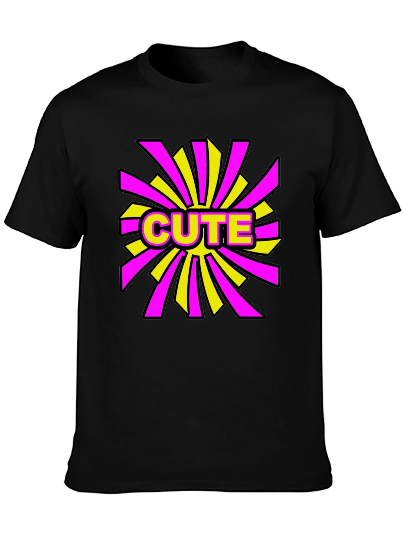 Cute Graphic Print Black T-Shirt