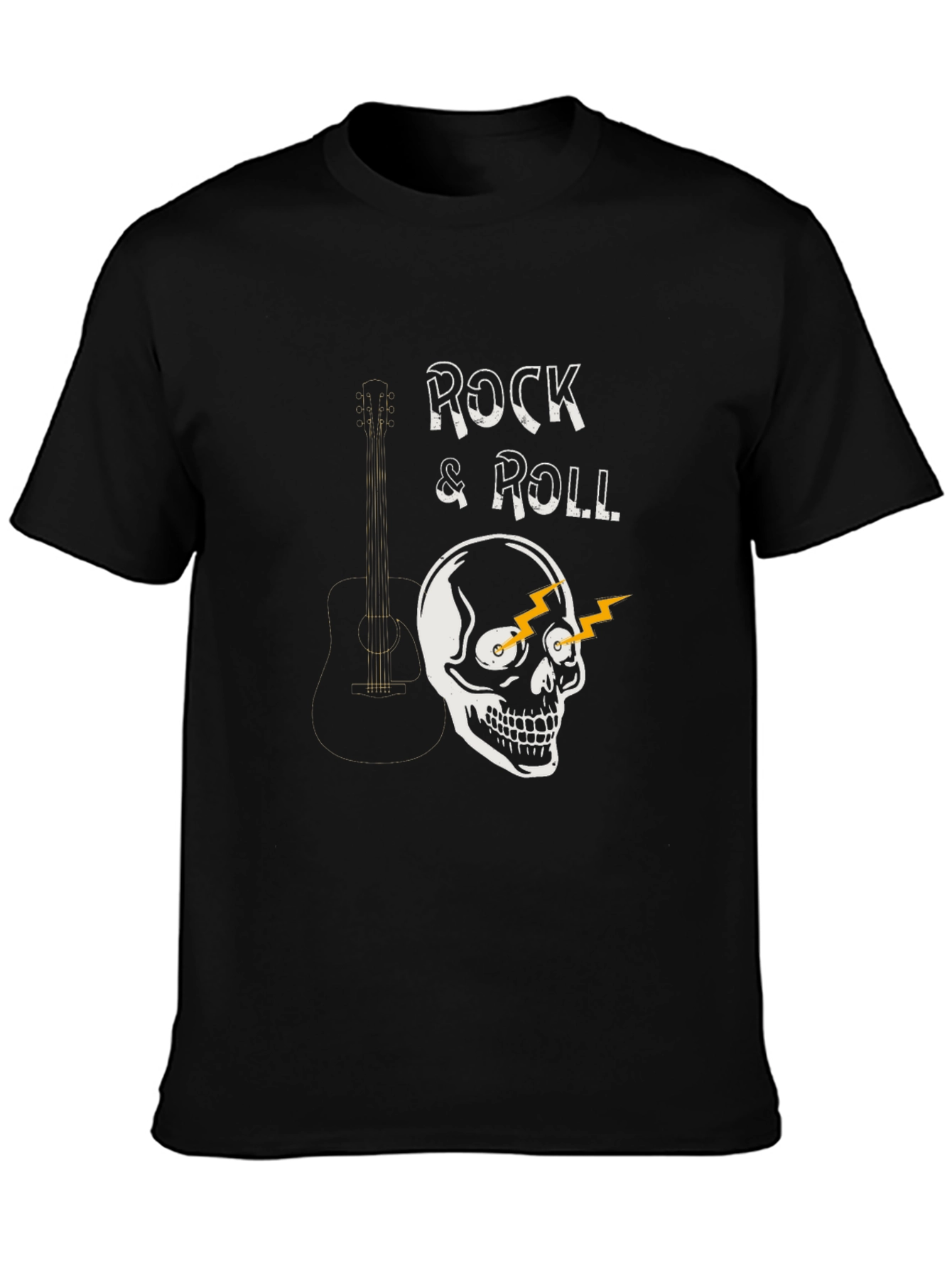 Rock & Roll Skull Graphic Tee - Black