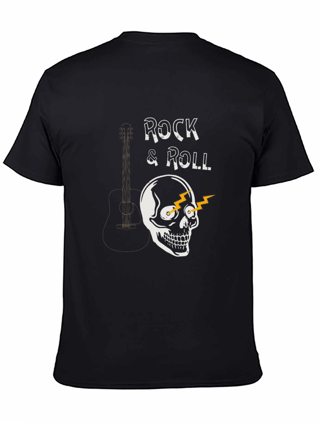 Rock & Roll Skull Graphic Tee - Black