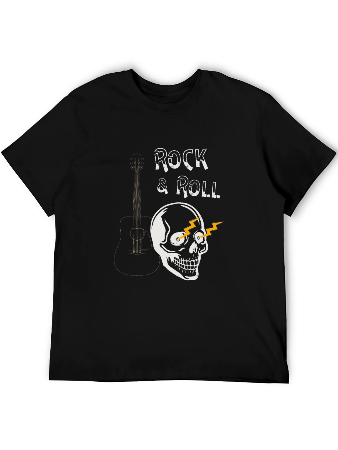 Rock & Roll Skull Graphic Tee - Black