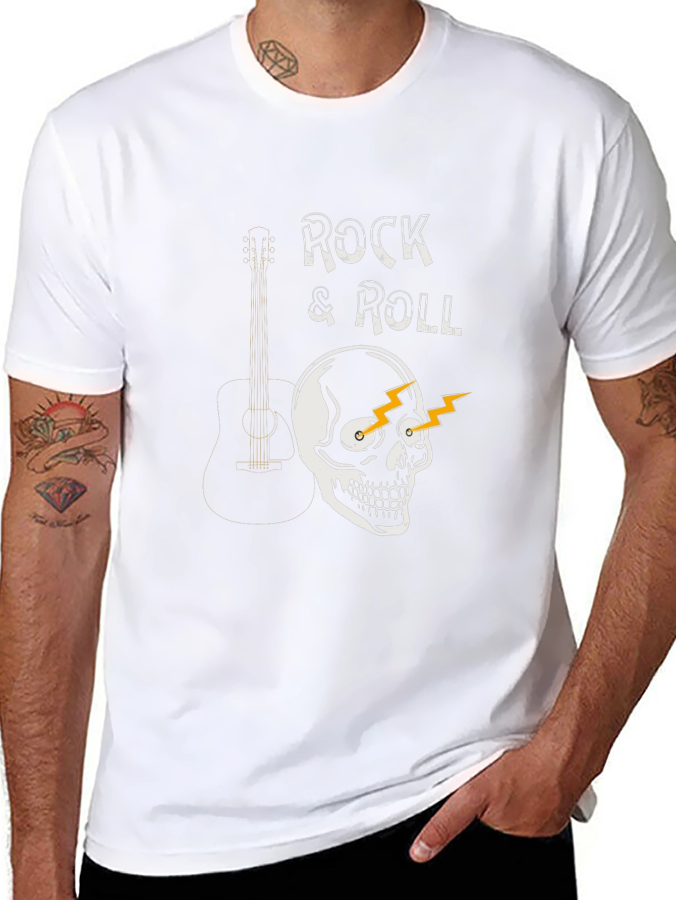 Rock & Roll Skull Graphic Tee - Black