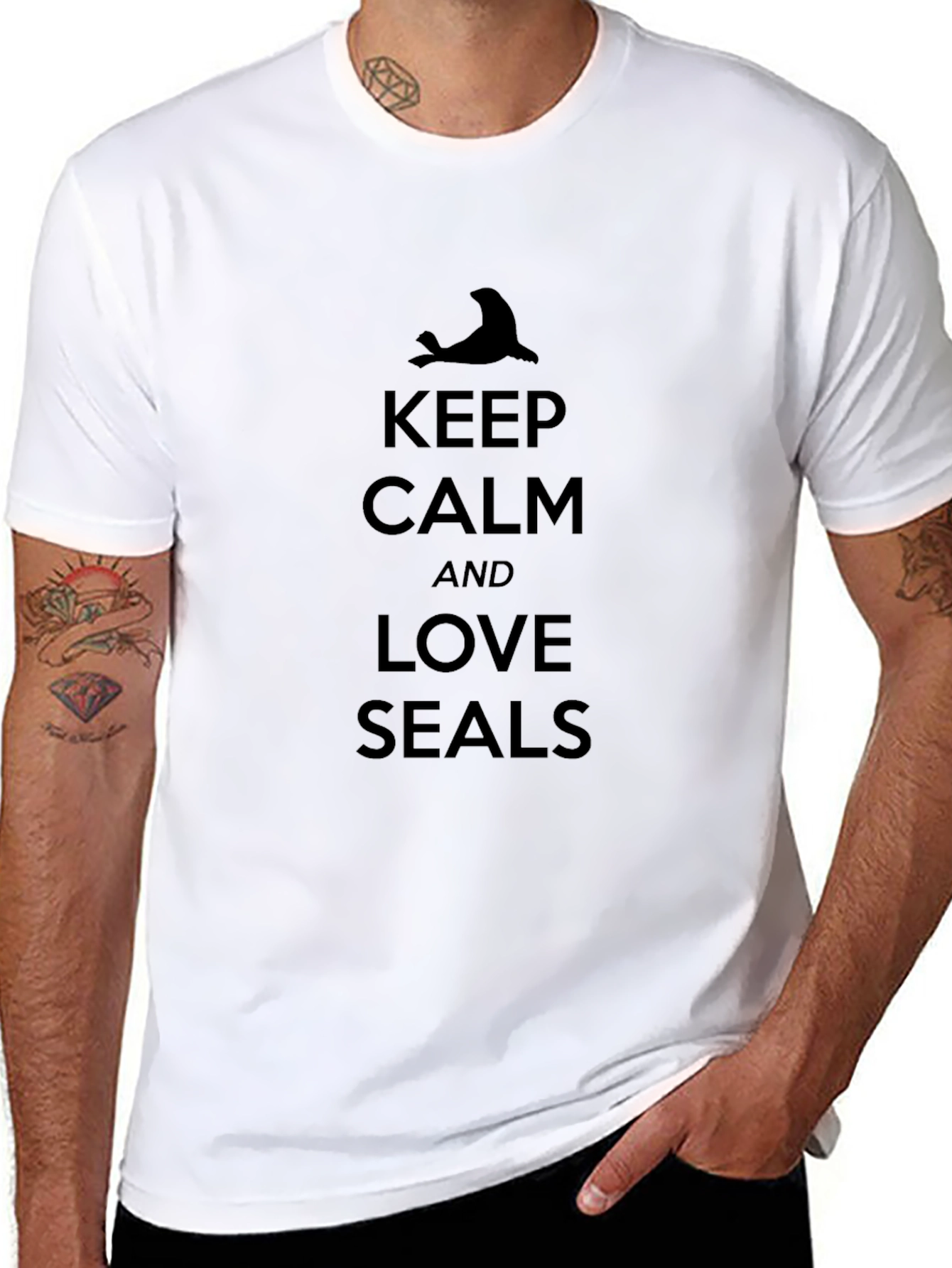Keep Calm Love Seals T-Shirt - Black
