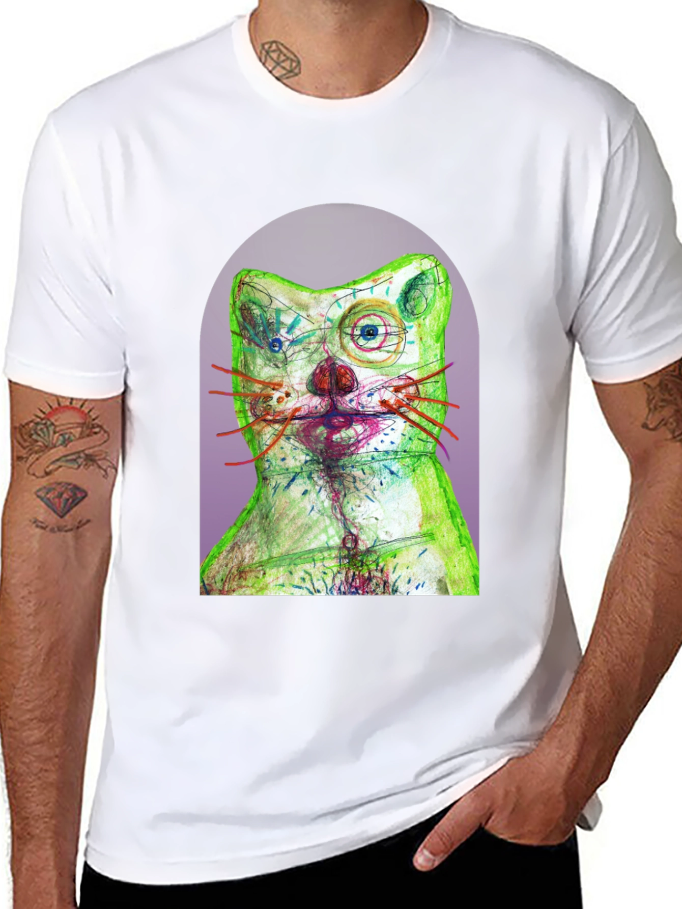 Artistic Cat Graphic T-Shirt - Unique Design