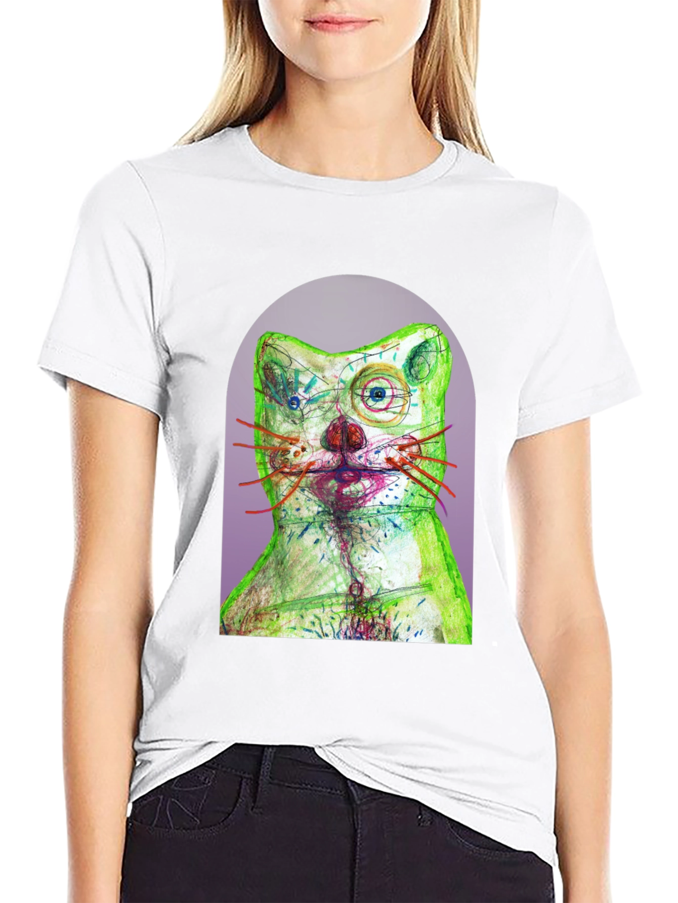 Artistic Cat Graphic T-Shirt - Unique Design