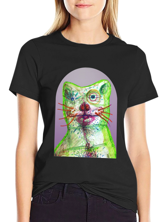Artistic Cat Graphic T-Shirt - Unique Design