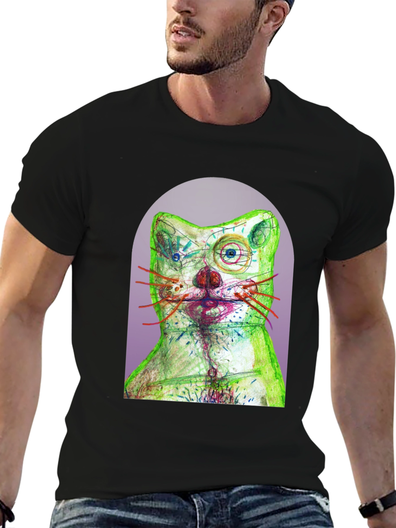 Artistic Cat Graphic T-Shirt - Unique Design