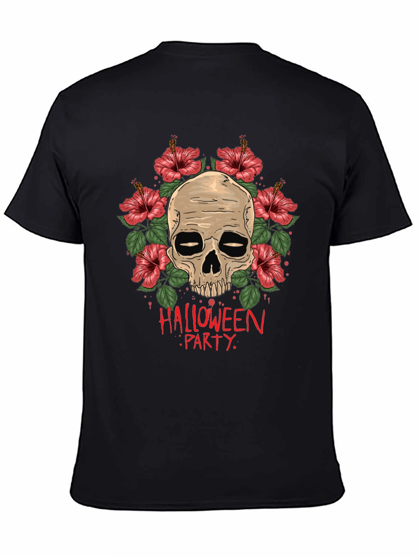 Skull & Floral Halloween Party T-Shirt
