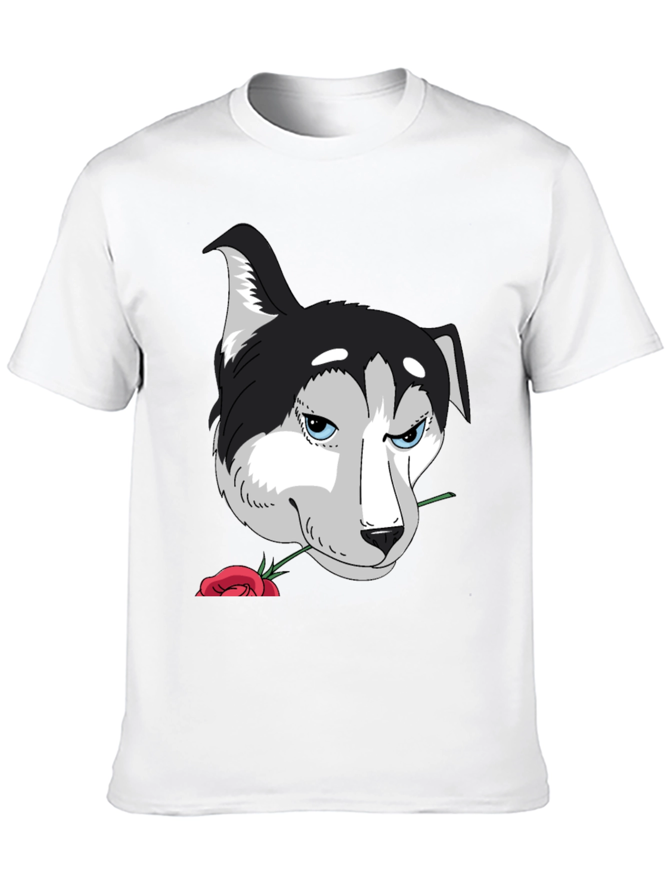 Husky Dog Rose T-Shirt Cool Graphic Tee