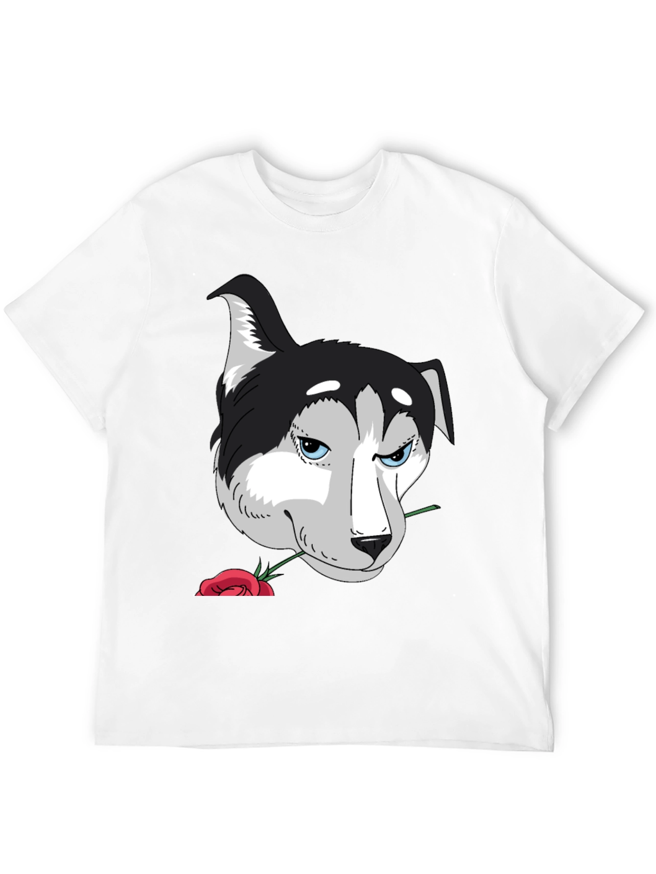 Husky Dog Rose T-Shirt Cool Graphic Tee