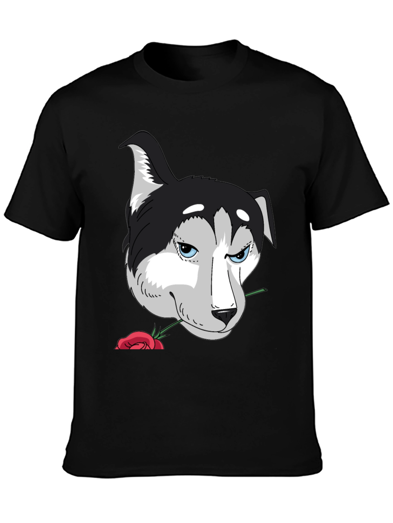 Husky Dog Rose T-Shirt Cool Graphic Tee