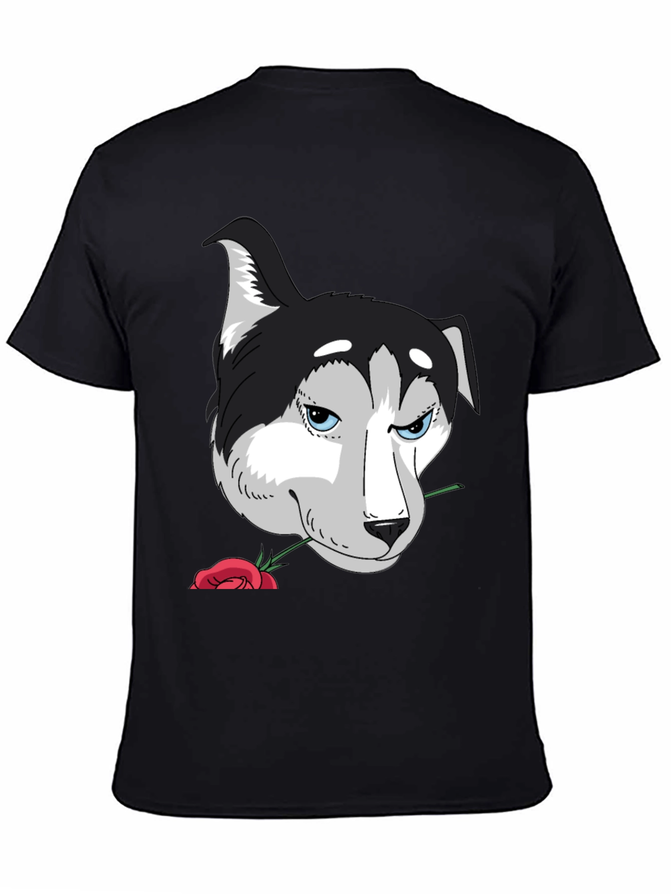 Husky Dog Rose T-Shirt Cool Graphic Tee