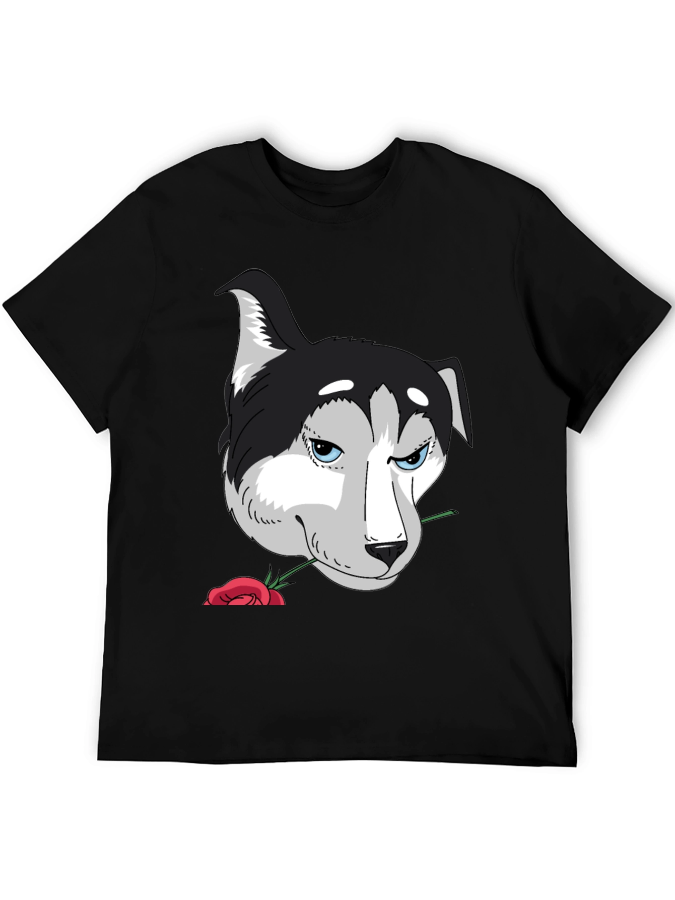 Husky Dog Rose T-Shirt Cool Graphic Tee