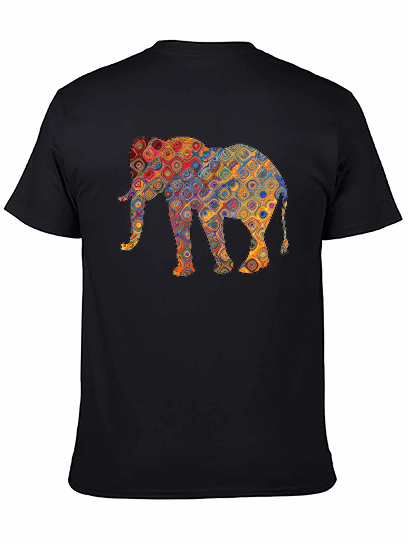 Elephant Pattern Black T-Shirt