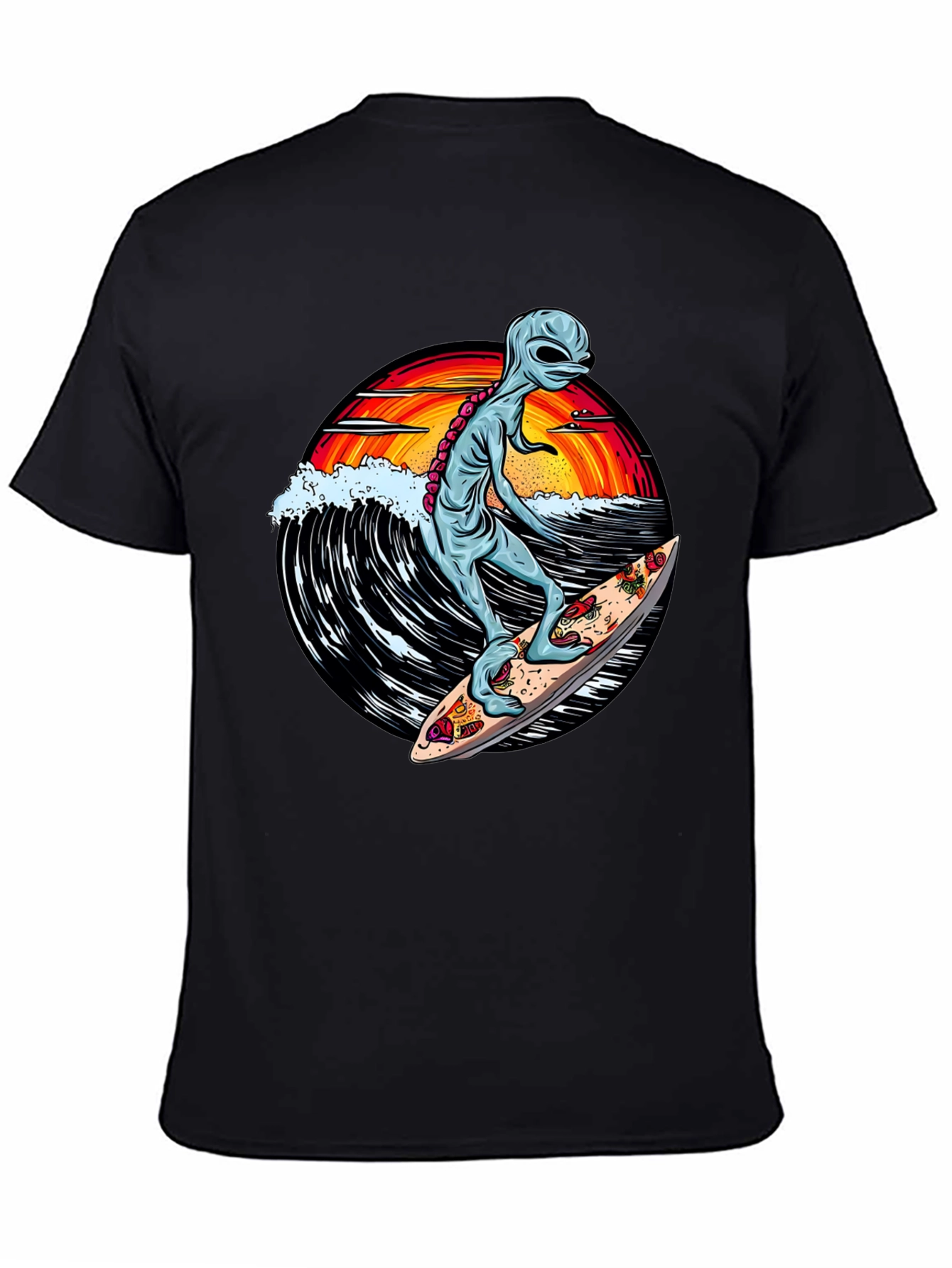 Alien Surfing Pizza T-Shirt