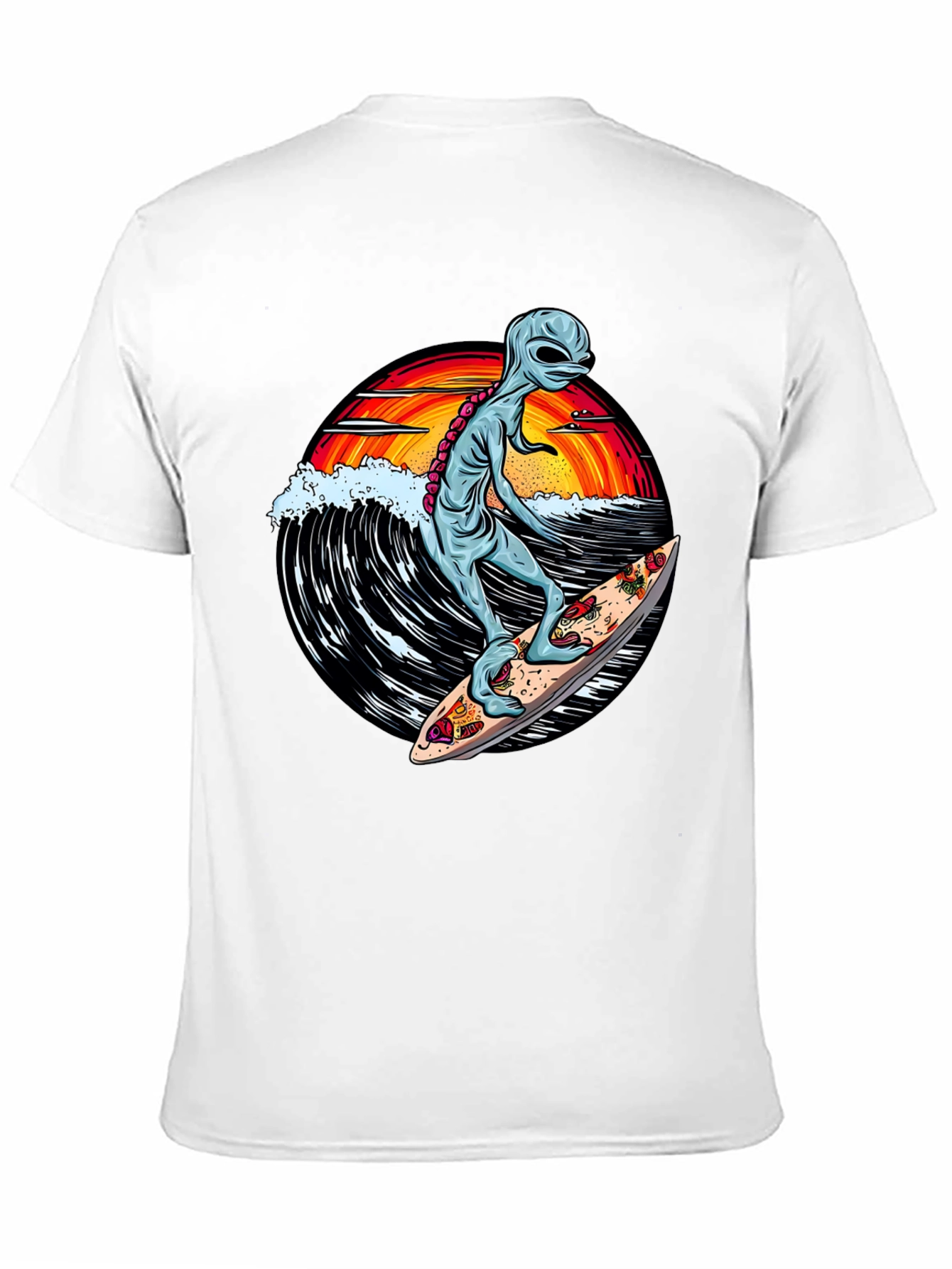 Alien Surfing Pizza T-Shirt