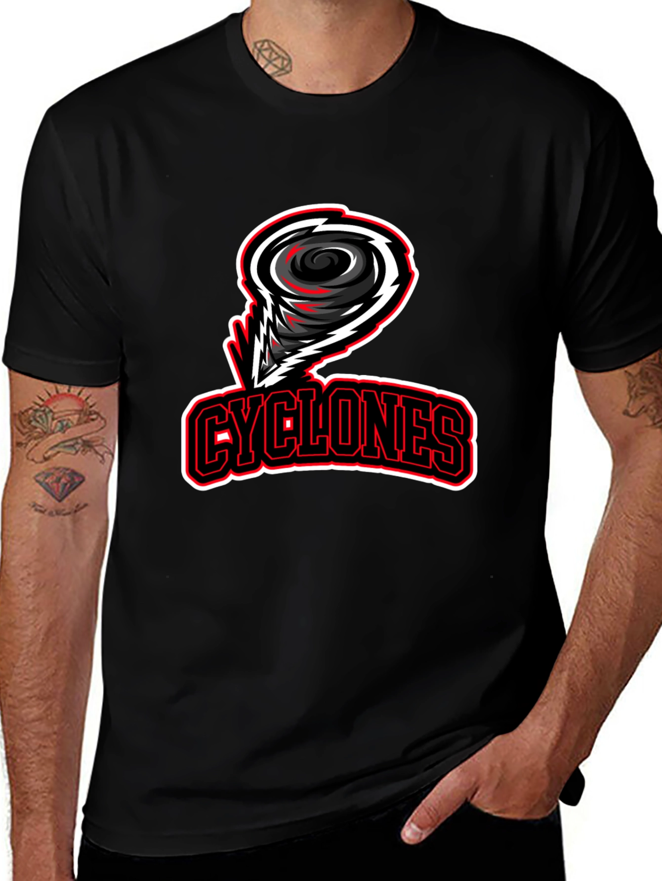 Cyclones Black T-Shirt - Sports Team Graphic Tee