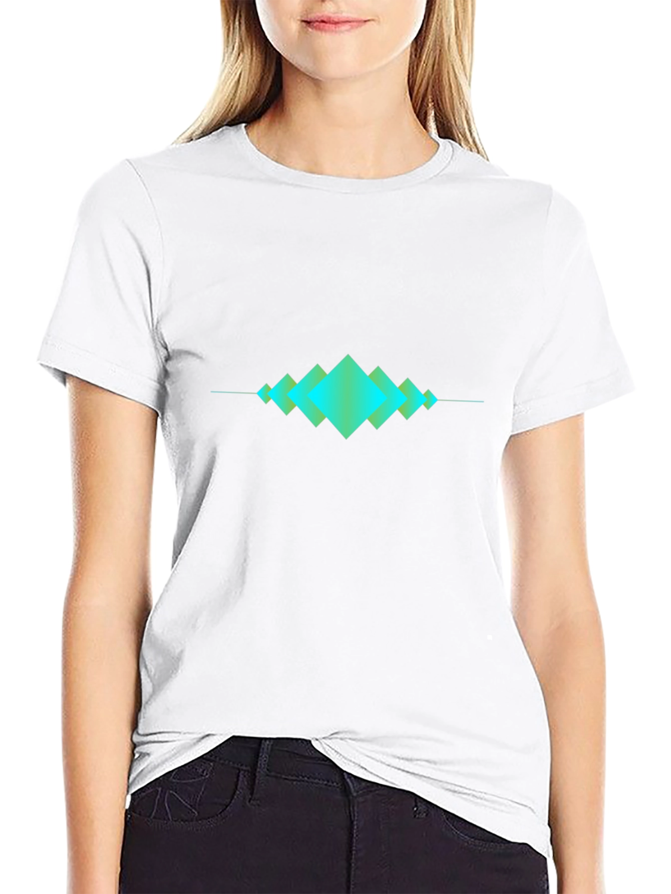 Geometric Wave Design Black T-Shirt