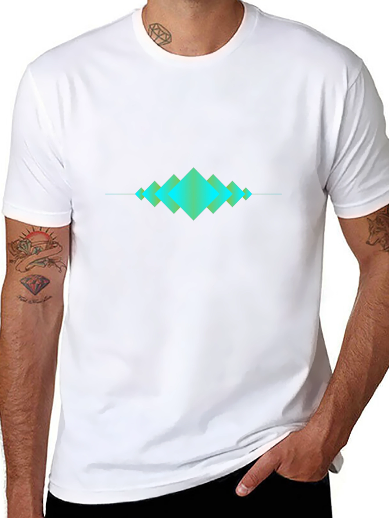 Geometric Wave Design Black T-Shirt