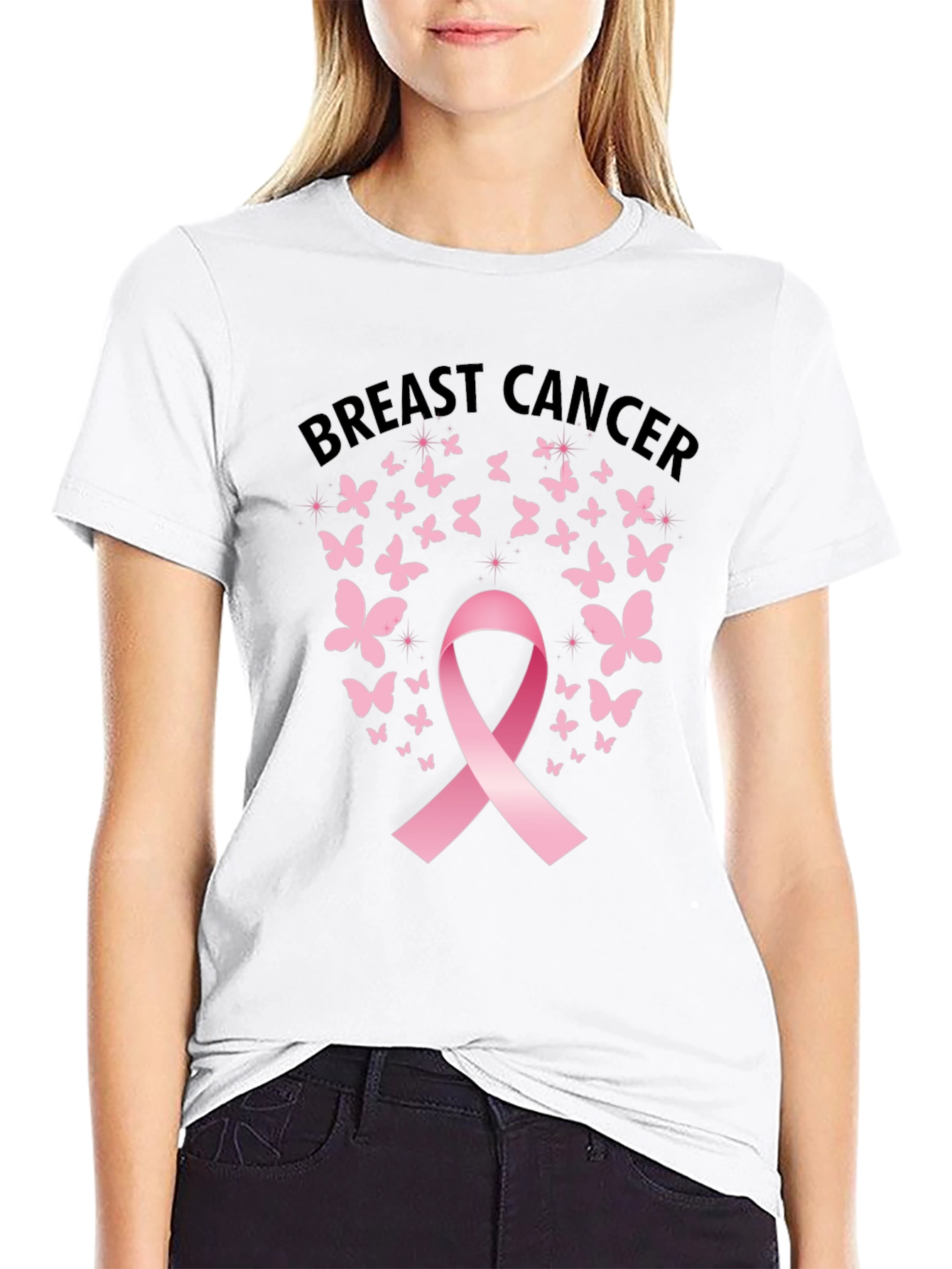 Breast Cancer Awareness Butterfly Ribbon T-Shirt