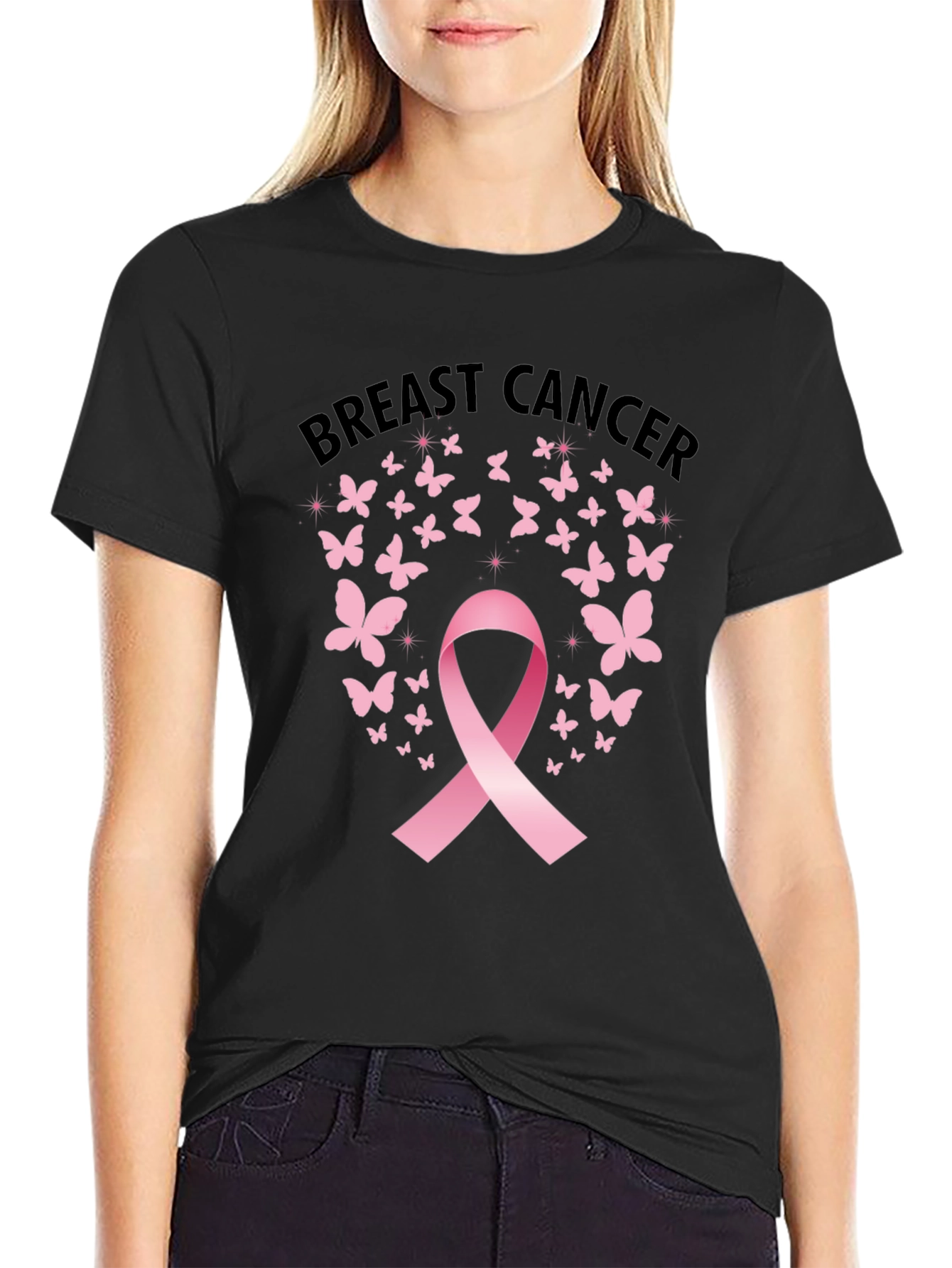 Breast Cancer Awareness Butterfly Ribbon T-Shirt
