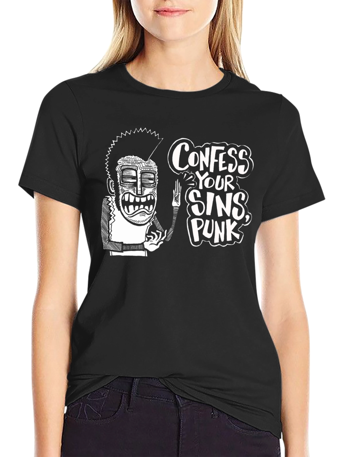 Confess Your Sins Punk Graphic T-Shirt