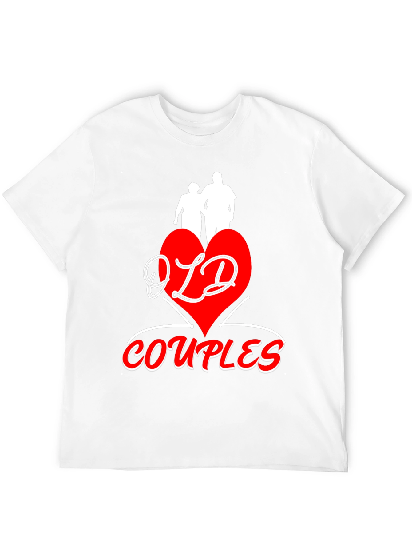 Old Couples T-Shirt: Red Heart Design