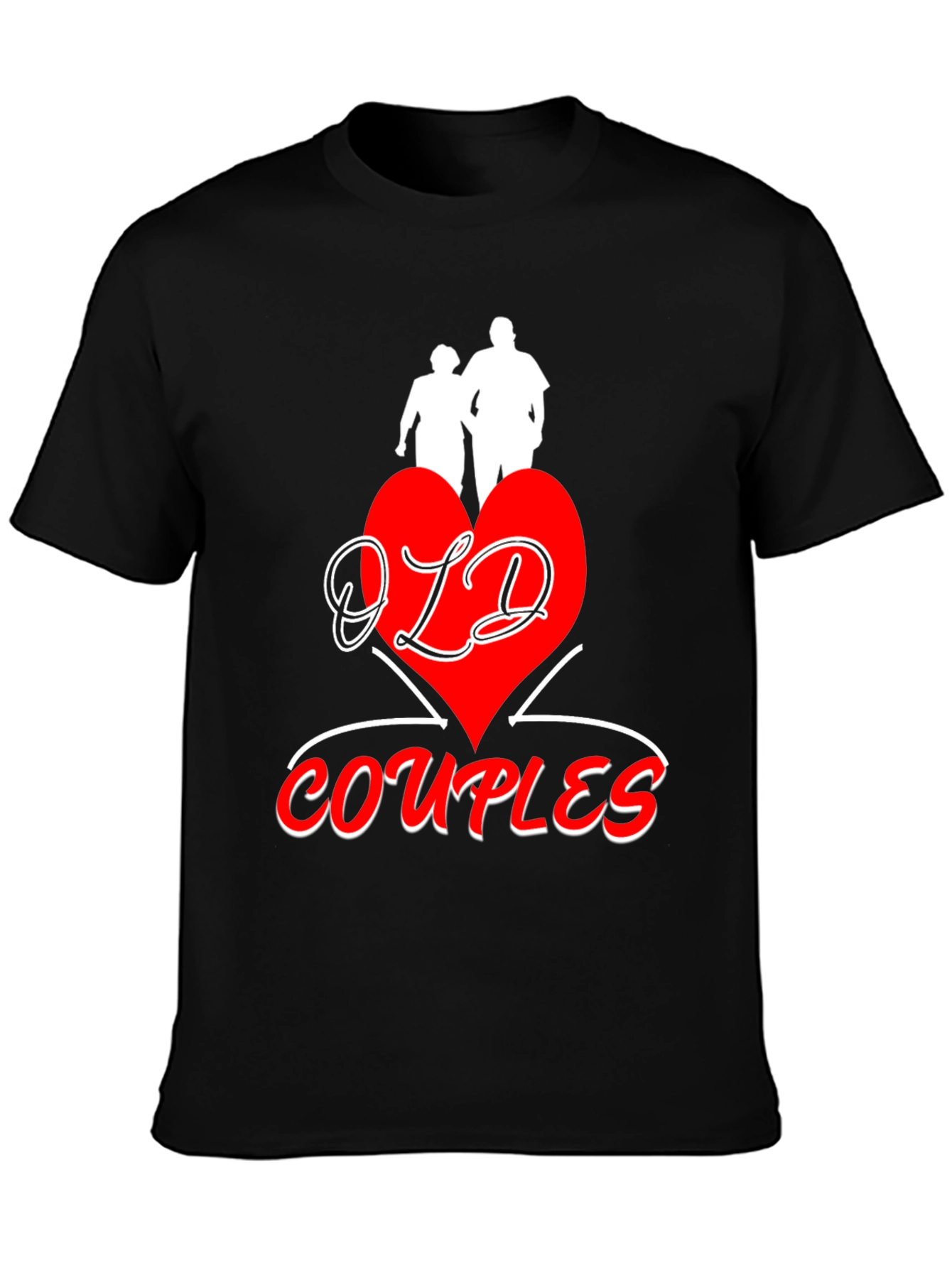 Old Couples T-Shirt: Red Heart Design