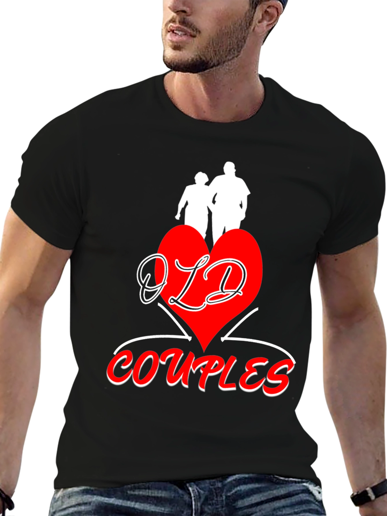 Old Couples T-Shirt: Red Heart Design