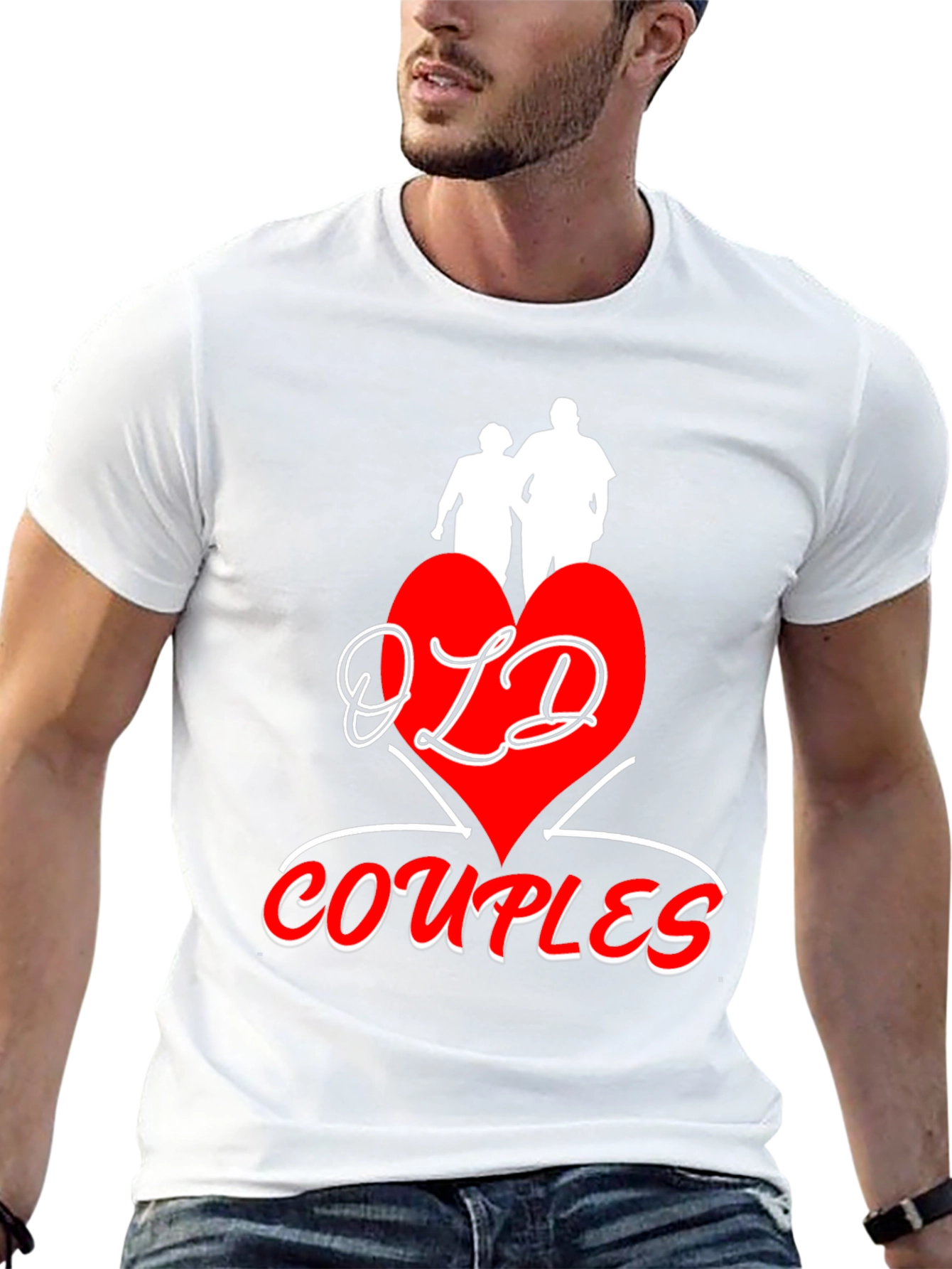 Old Couples T-Shirt: Red Heart Design