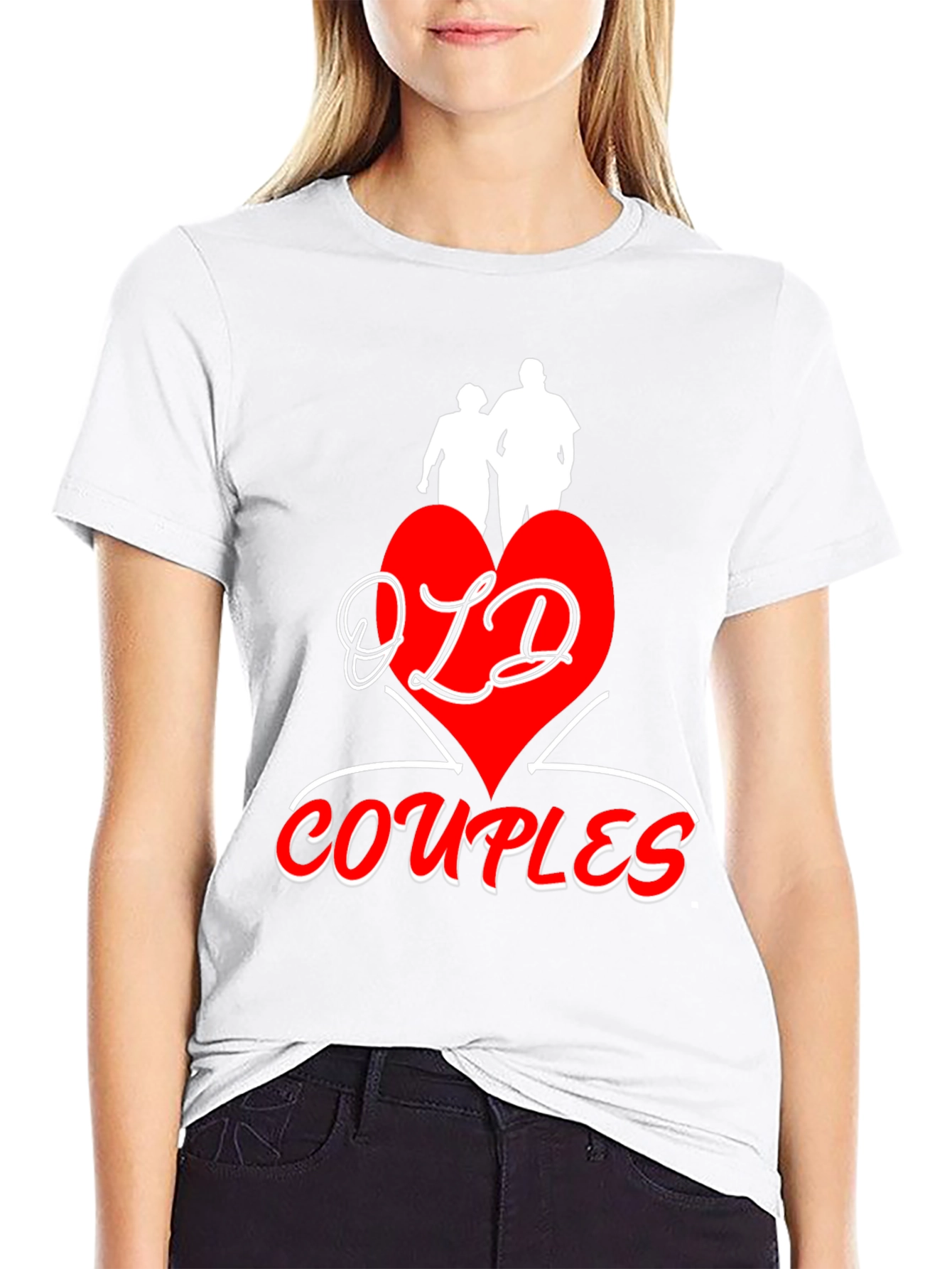 Old Couples T-Shirt: Red Heart Design