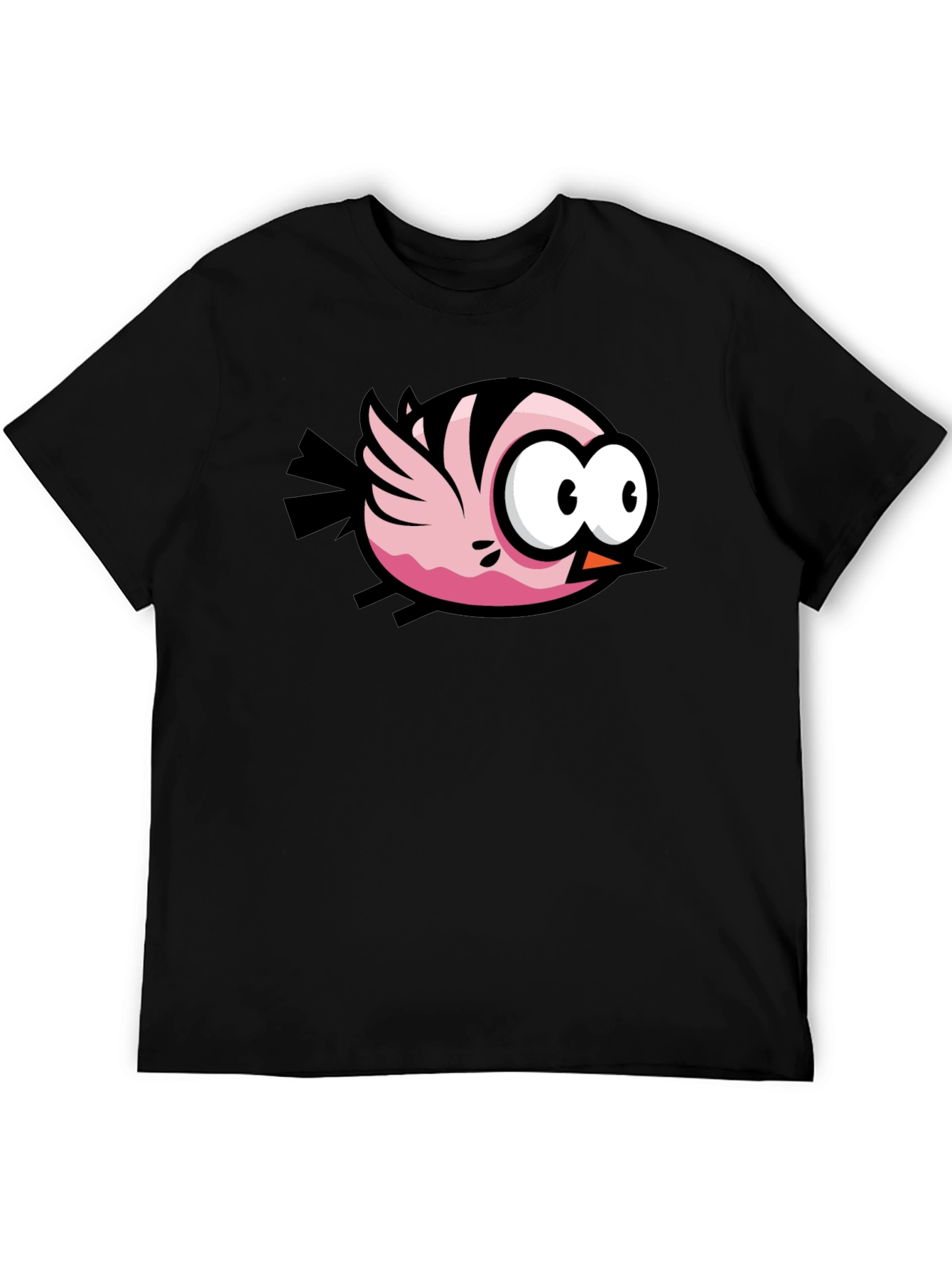 Cartoon Bird Graphic Black T-Shirt