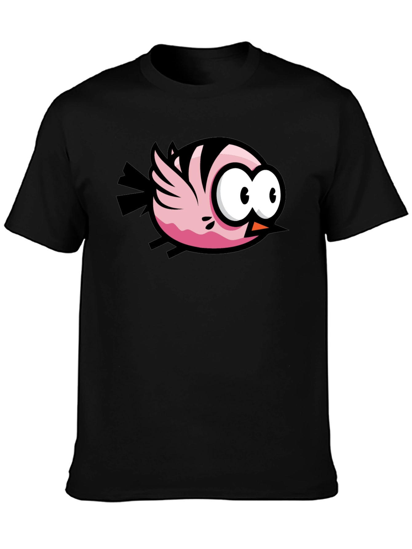 Cartoon Bird Graphic Black T-Shirt