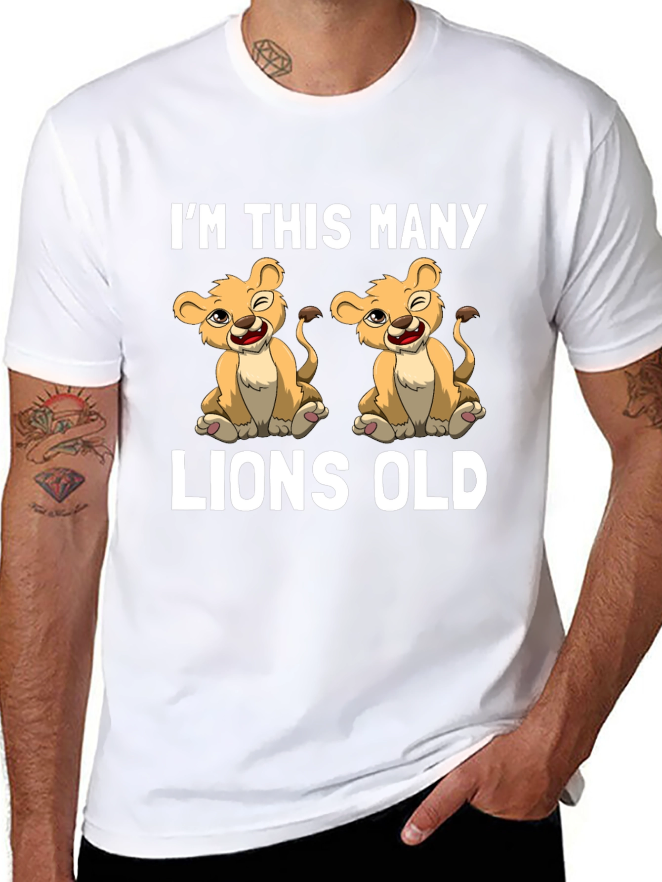 Funny Im This Many Lions Old Black Graphic Tee
