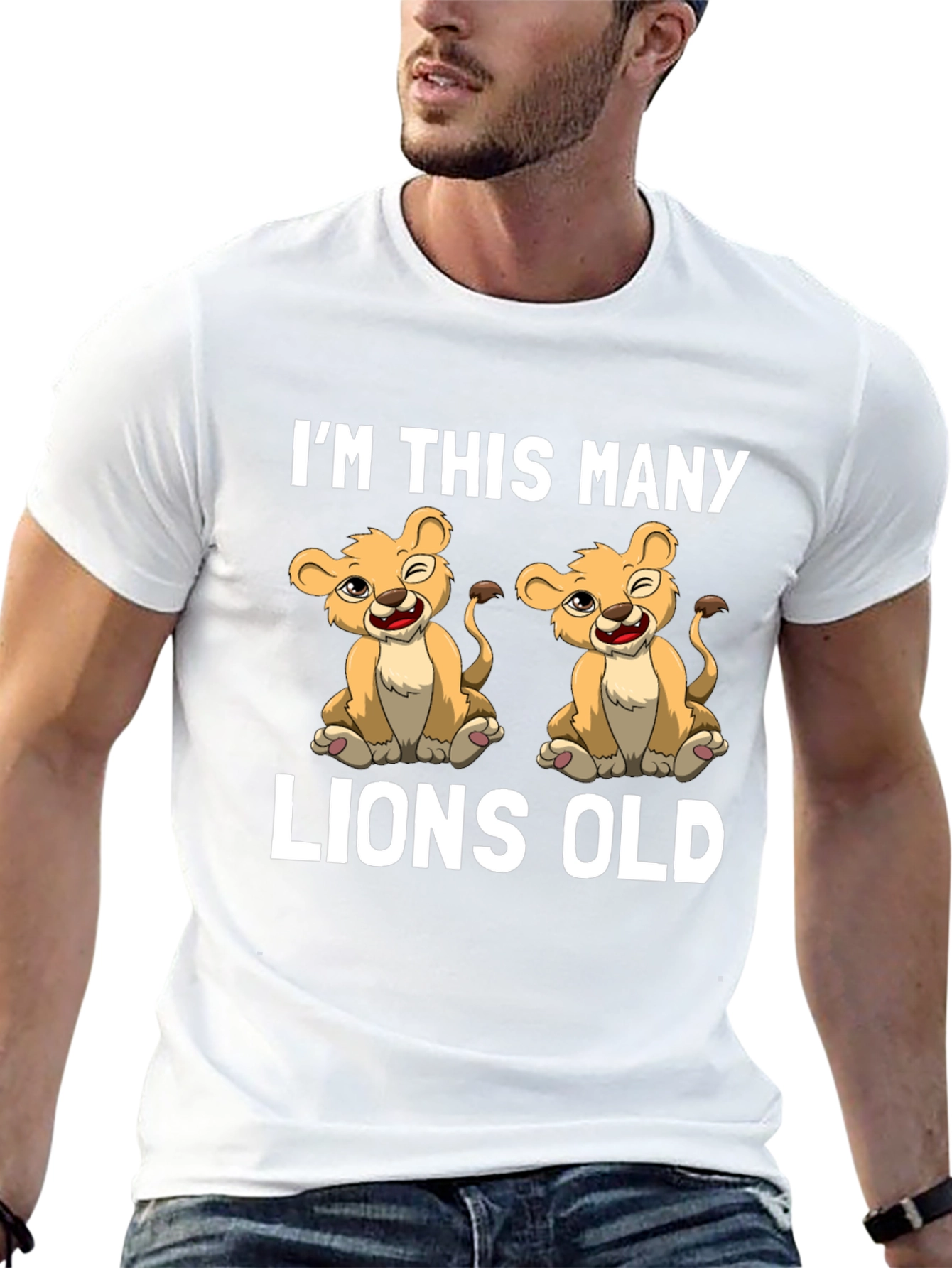Funny Im This Many Lions Old Black Graphic Tee