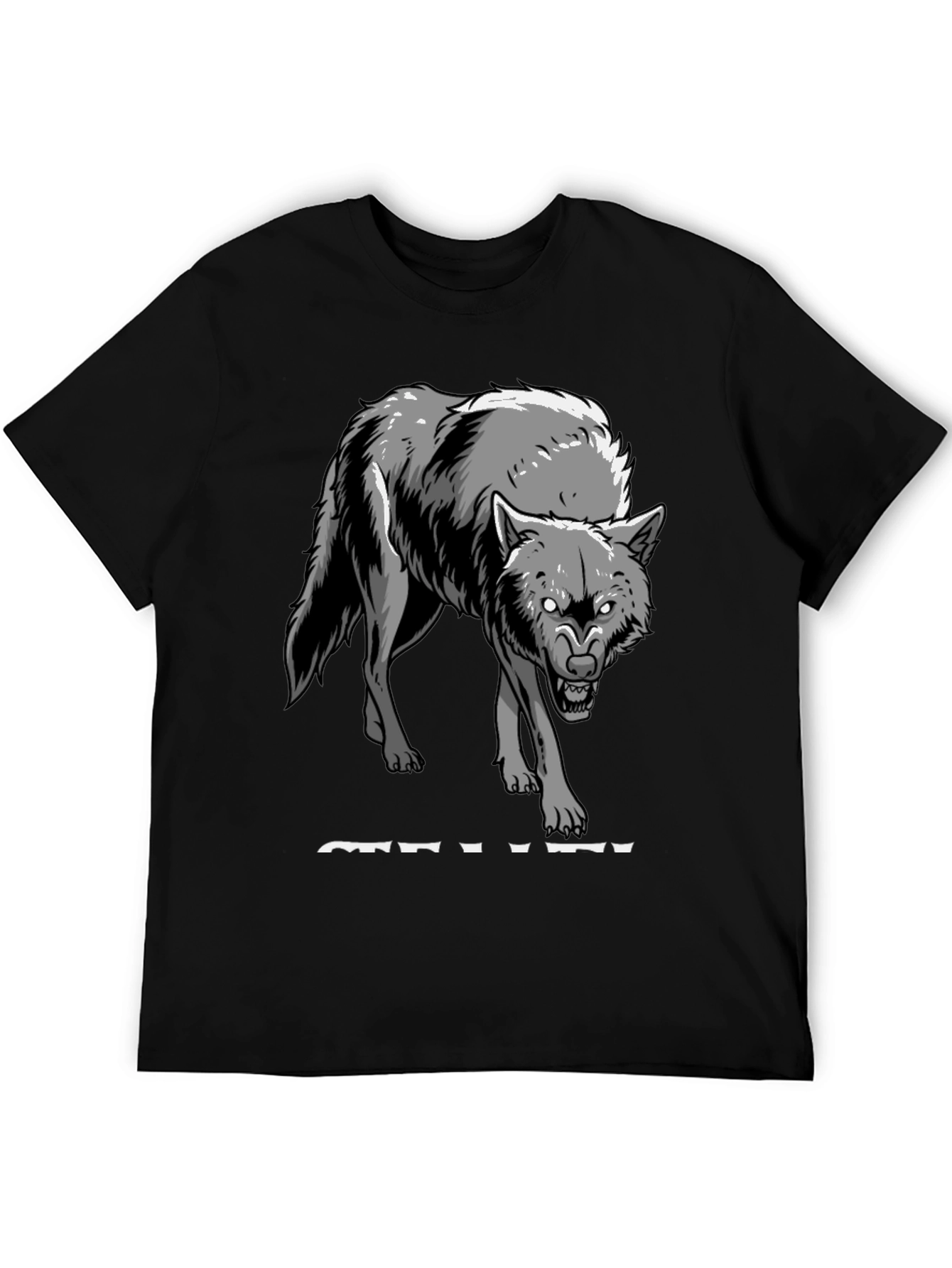 Mens Black Wolf Graphic Tee
