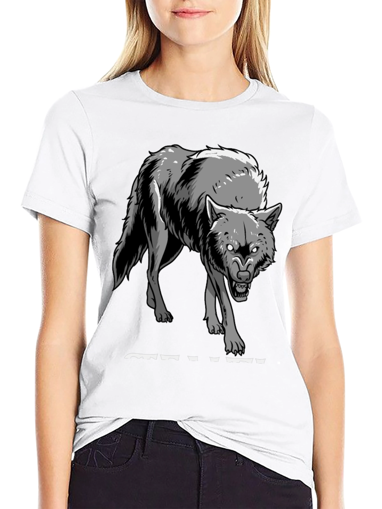 Mens Black Wolf Graphic Tee