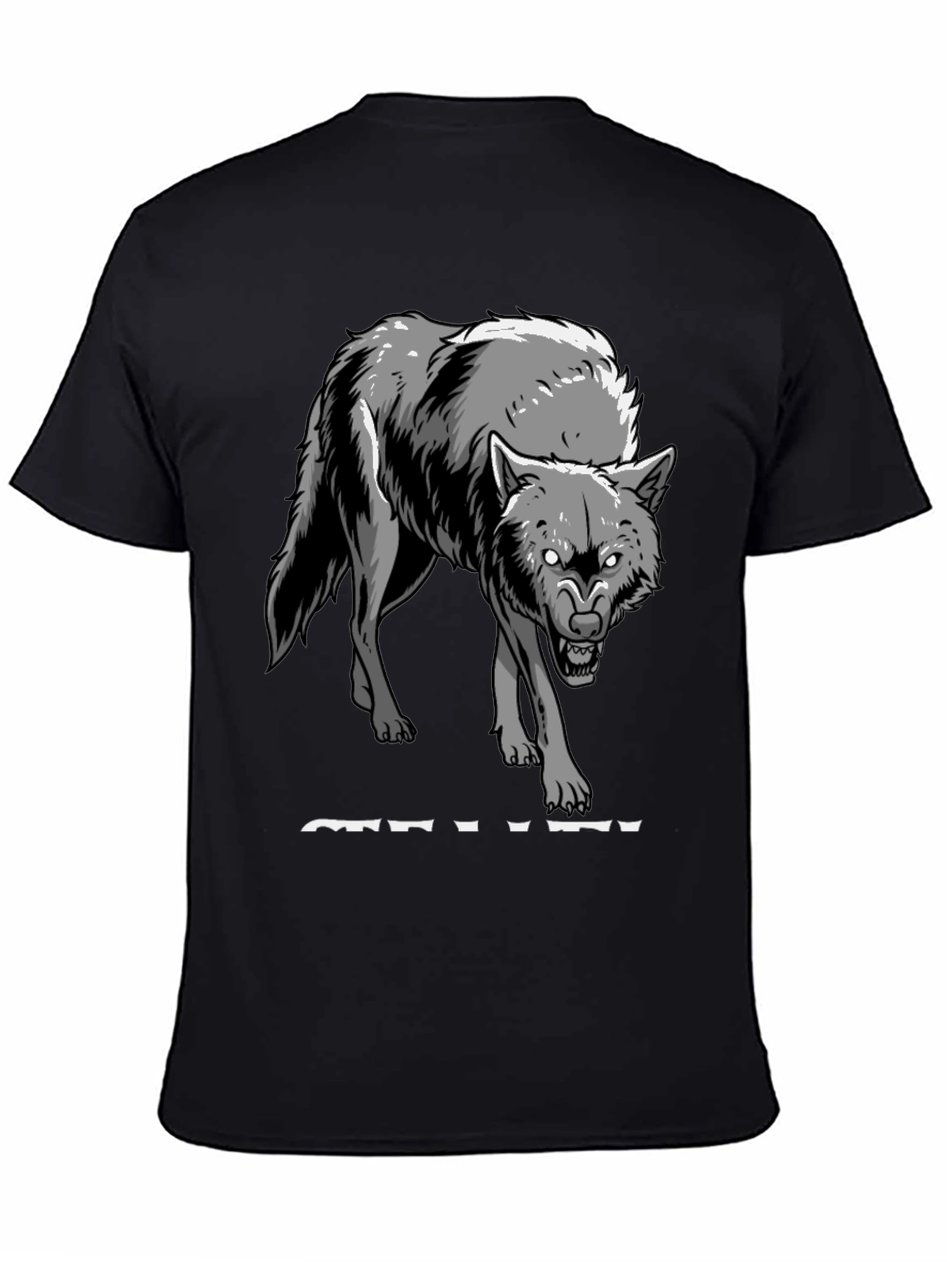 Mens Black Wolf Graphic Tee