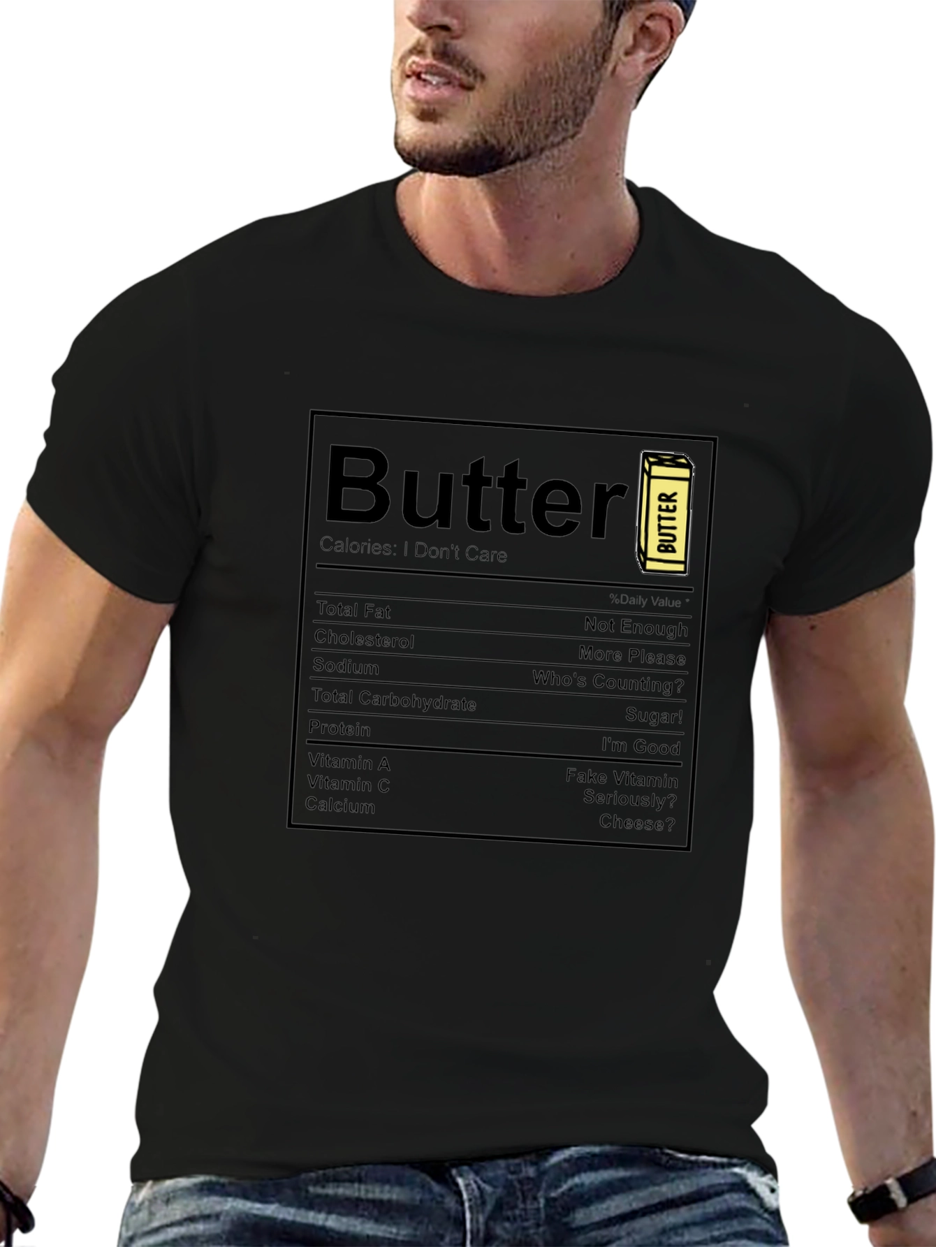 Butter Nutrition Facts Graphic Tee - Black