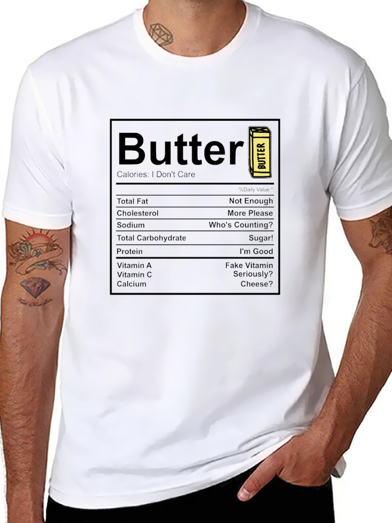 Butter Nutrition Facts Graphic Tee - Black
