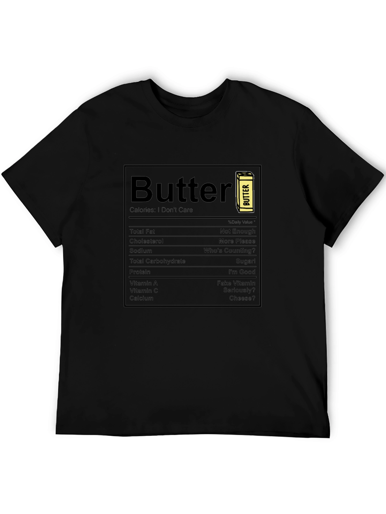 Butter Nutrition Facts Graphic Tee - Black