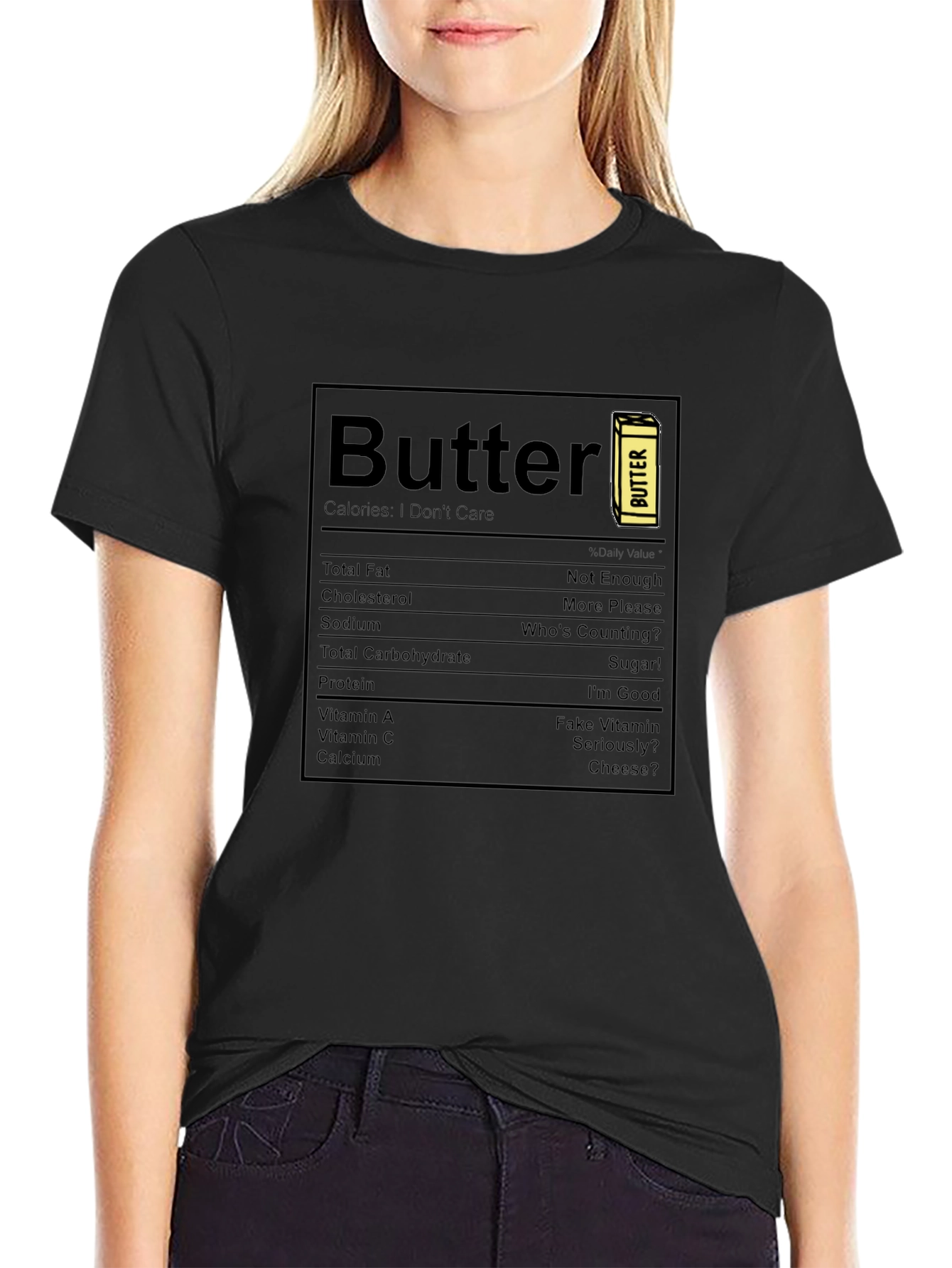 Butter Nutrition Facts Graphic Tee - Black