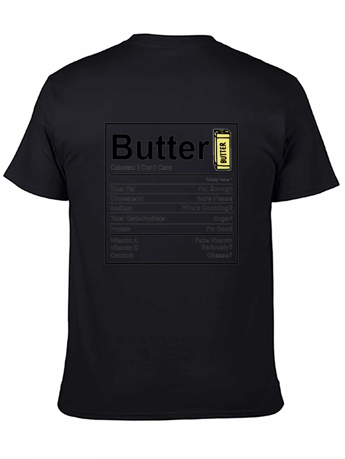Butter Nutrition Facts Graphic Tee - Black