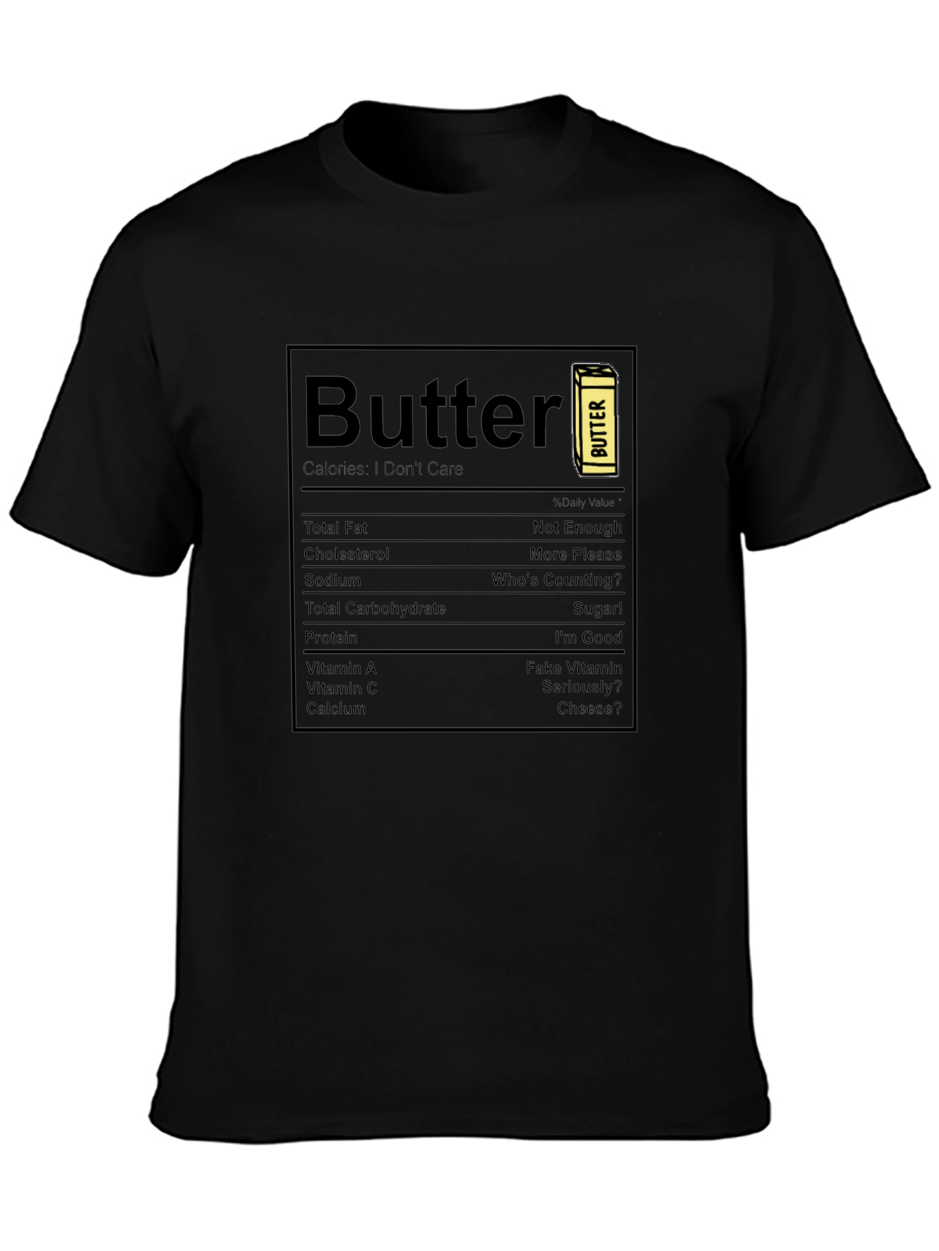 Butter Nutrition Facts Graphic Tee - Black