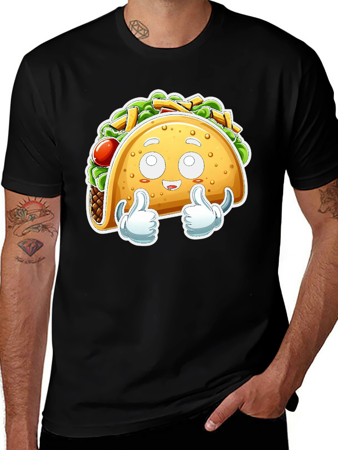 Funny Taco Cartoon T-Shirt - Unisex Black Tee